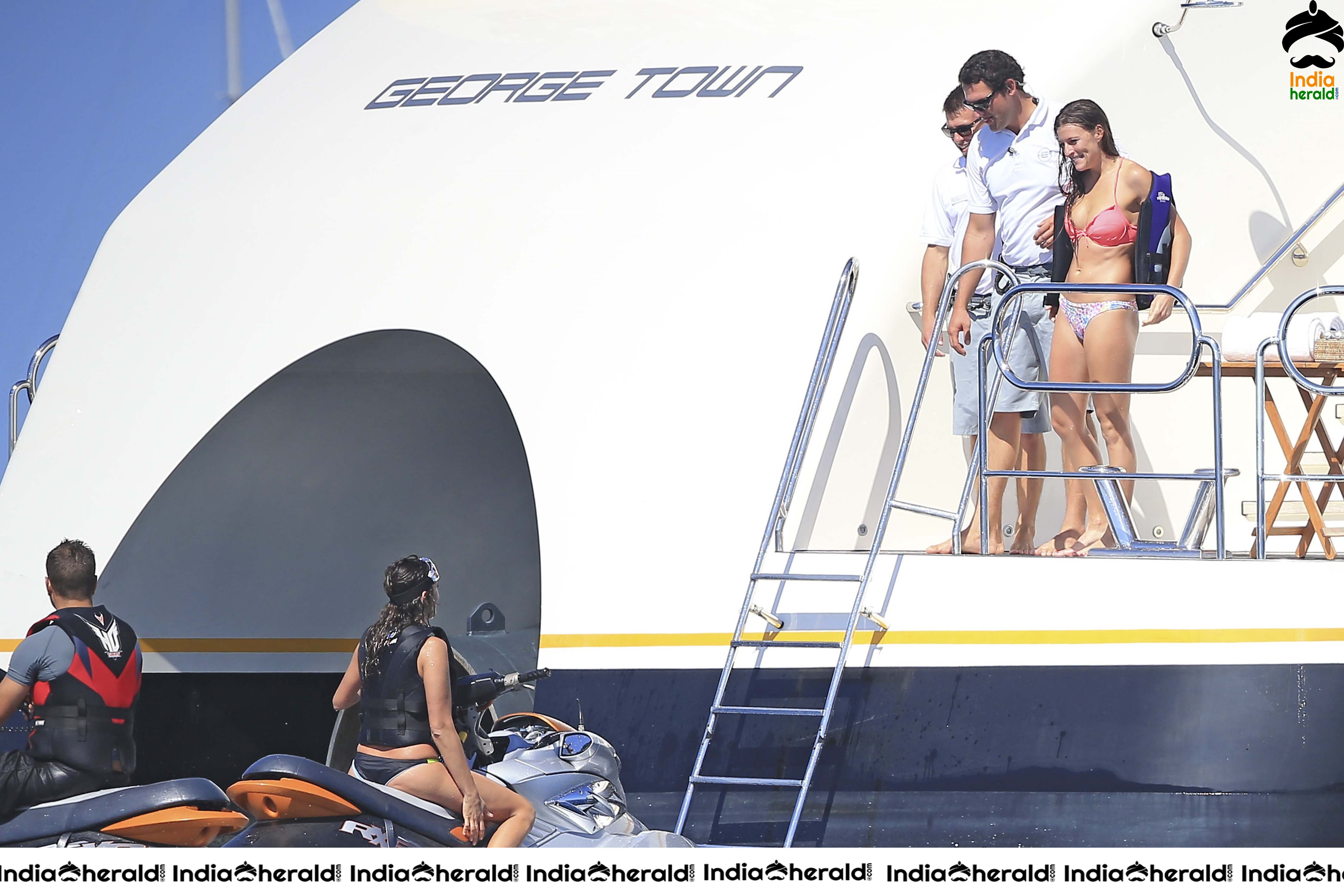 Nina Dobrev wearing a Hot Bikini on a yacht in Ibiza Set 2