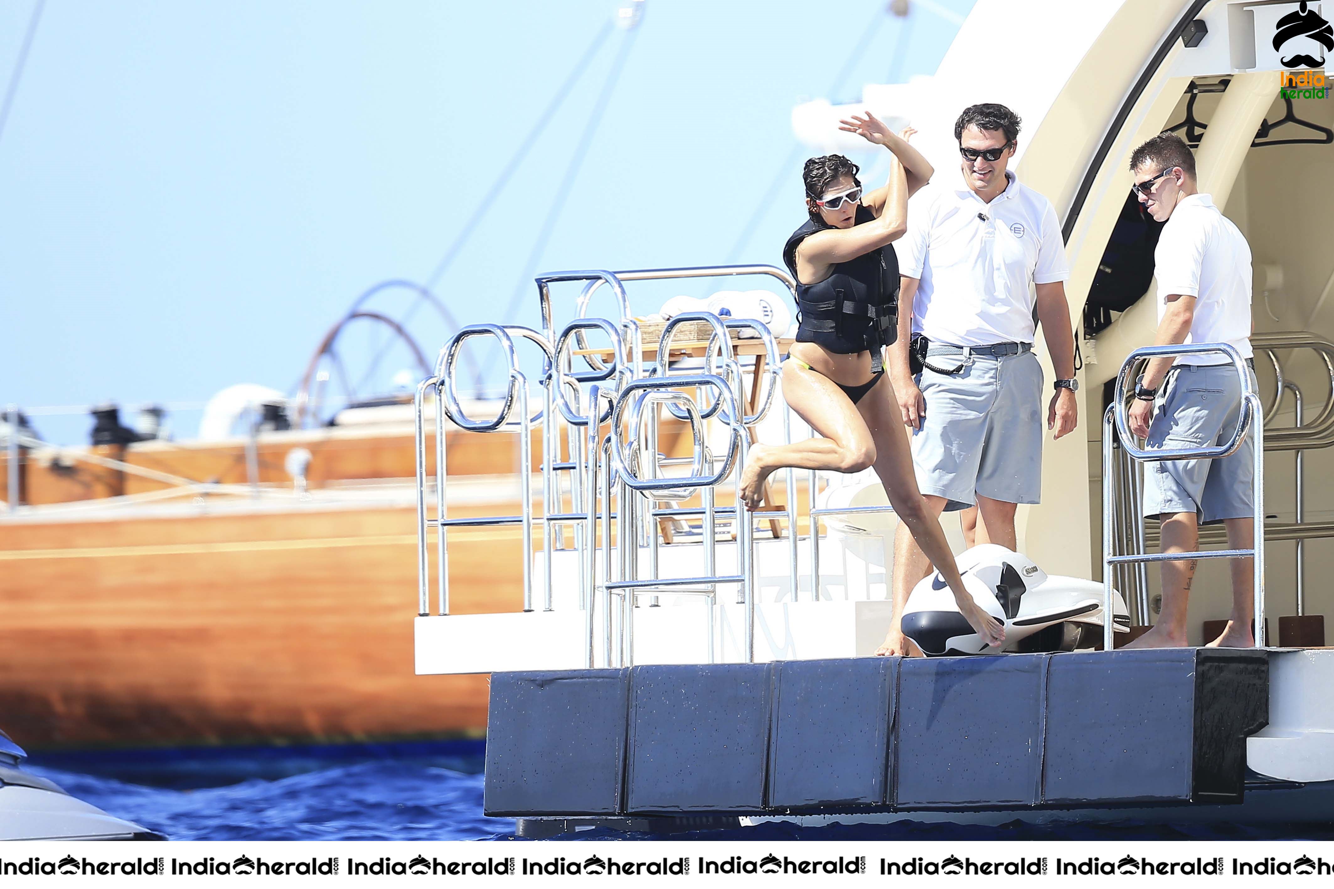 Nina Dobrev wearing a Hot Bikini on a yacht in Ibiza Set 2