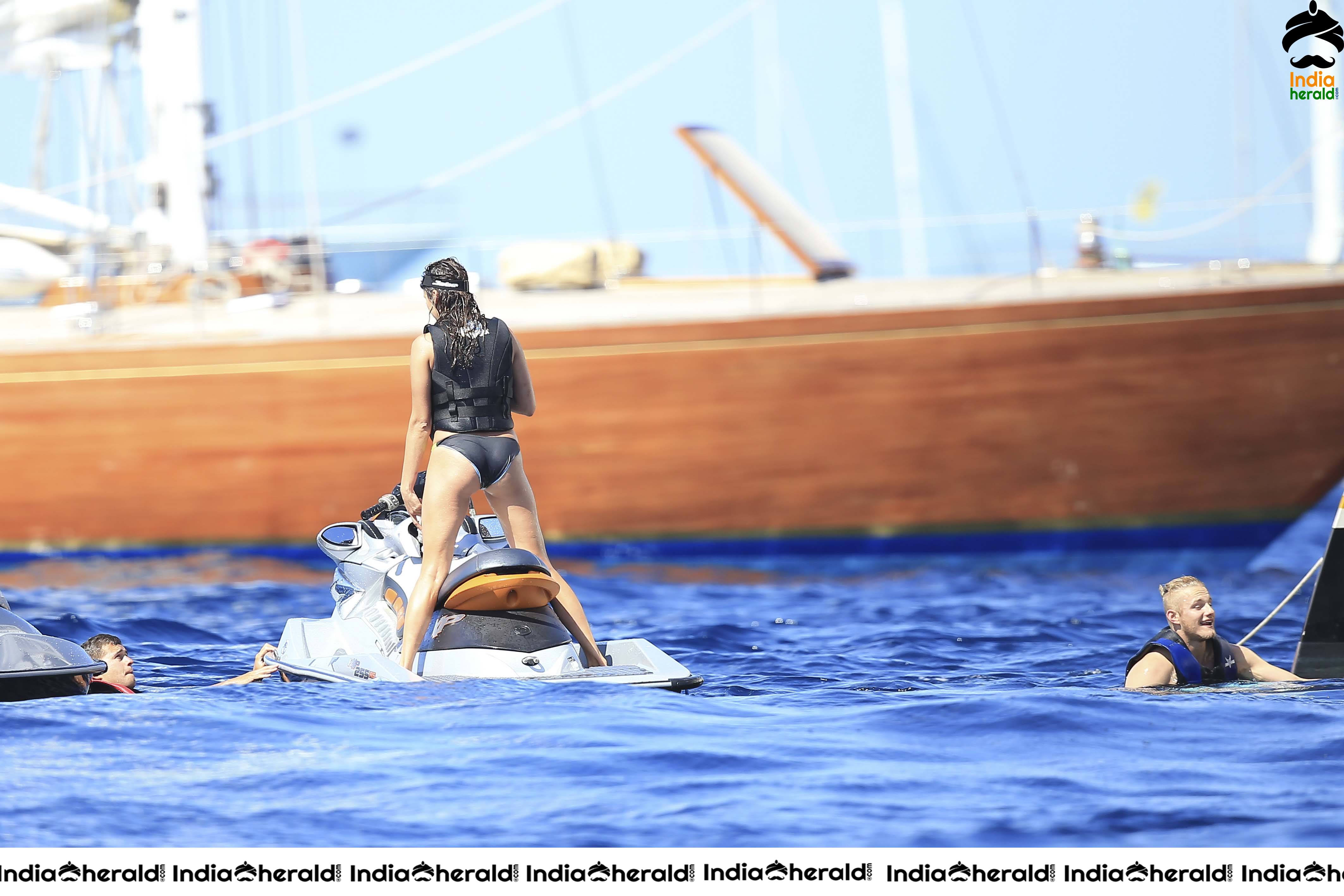 Nina Dobrev wearing a Hot Bikini on a yacht in Ibiza Set 2
