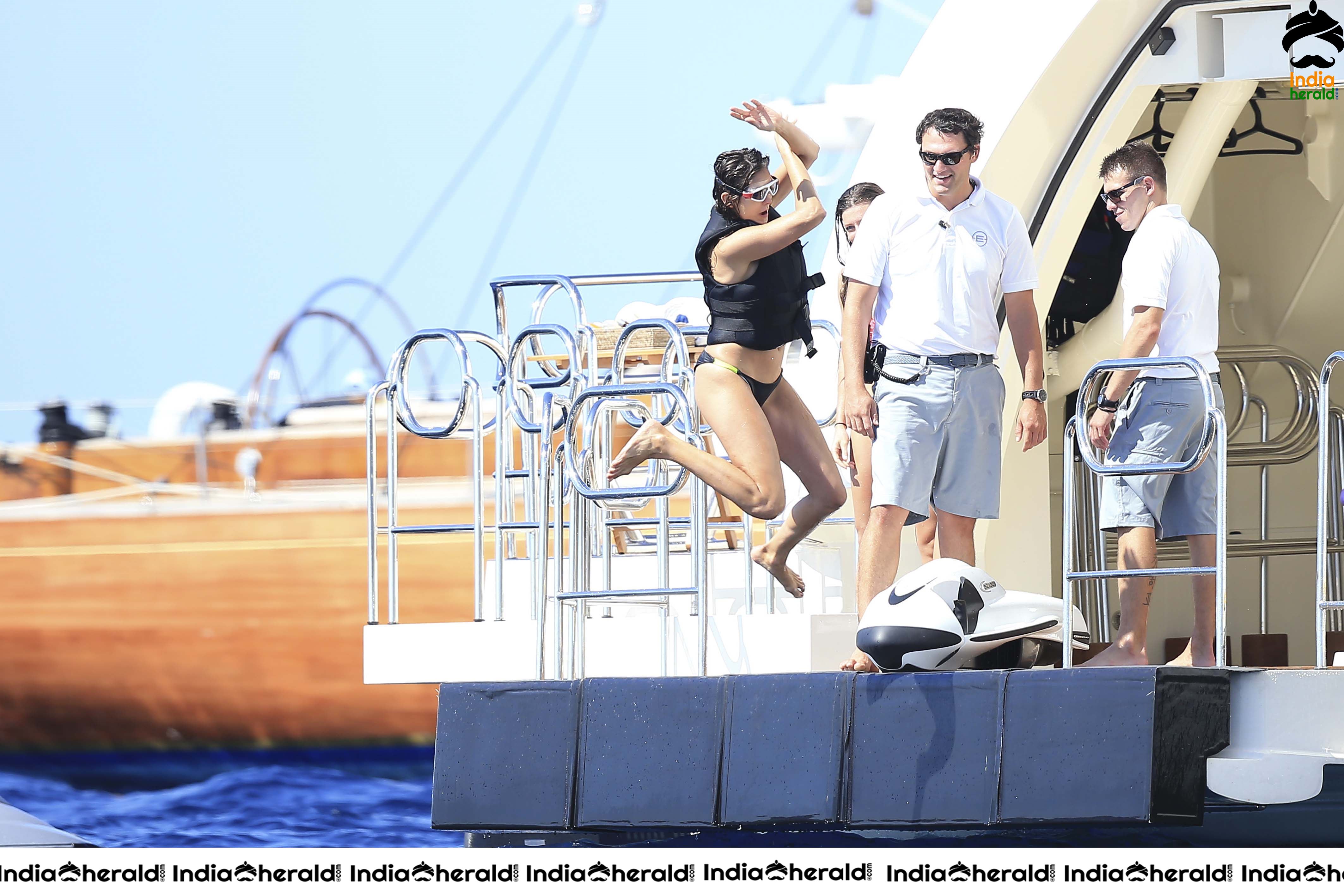 Nina Dobrev wearing a Hot Bikini on a yacht in Ibiza Set 2