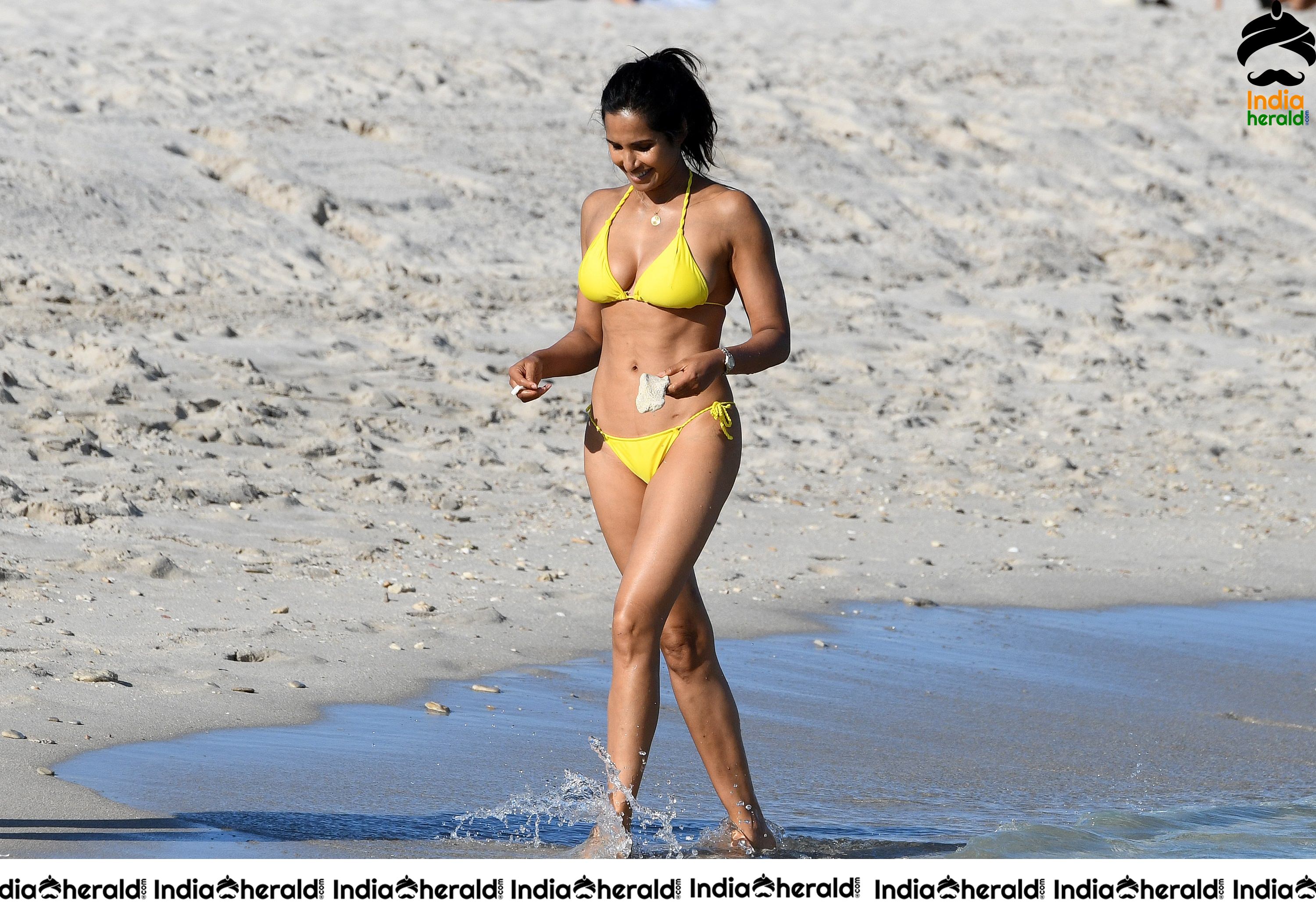 Padma Lakshmi In Hot Lace Bikini At Miami Beach Set 5
