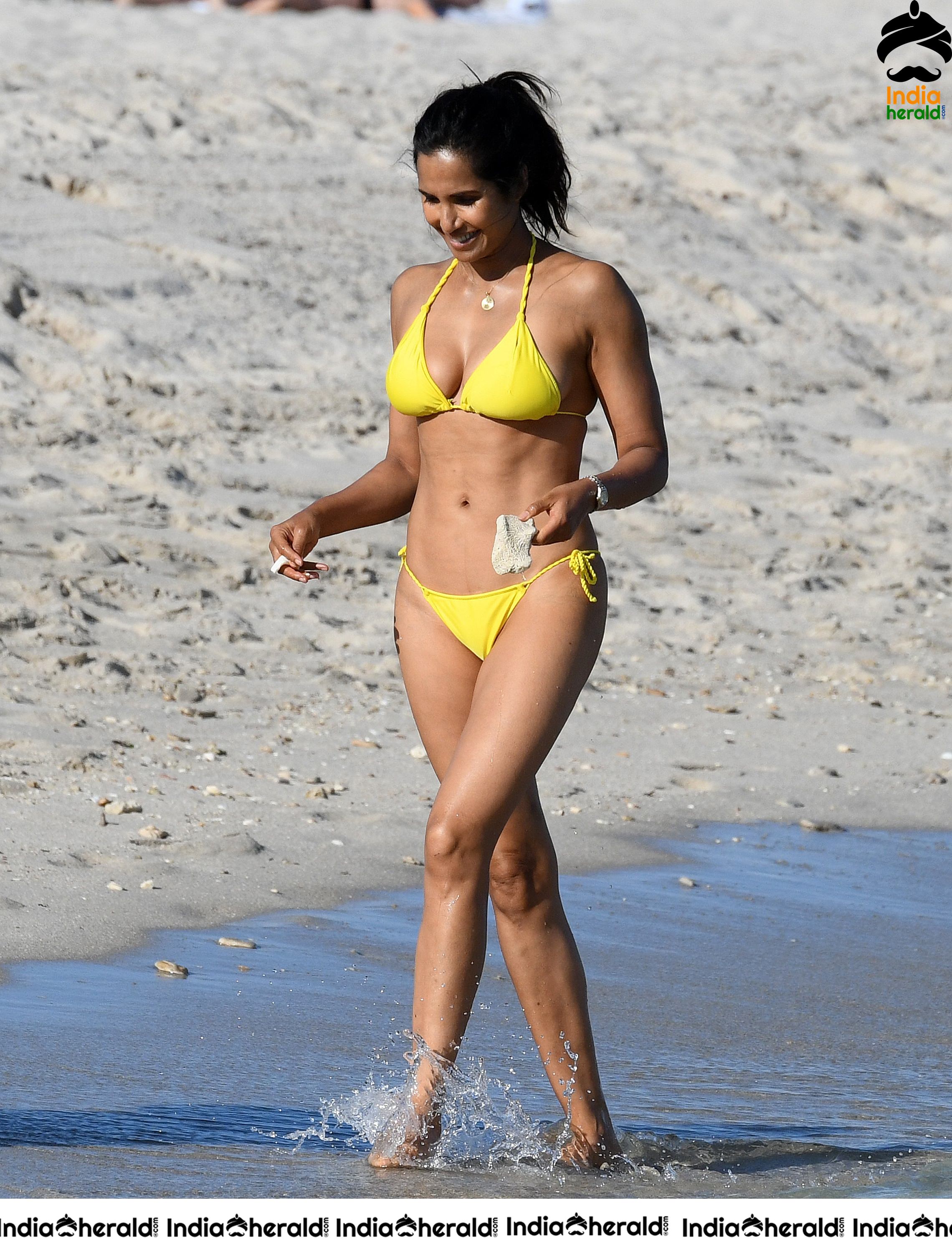 Padma Lakshmi In Hot Lace Bikini At Miami Beach Set 5