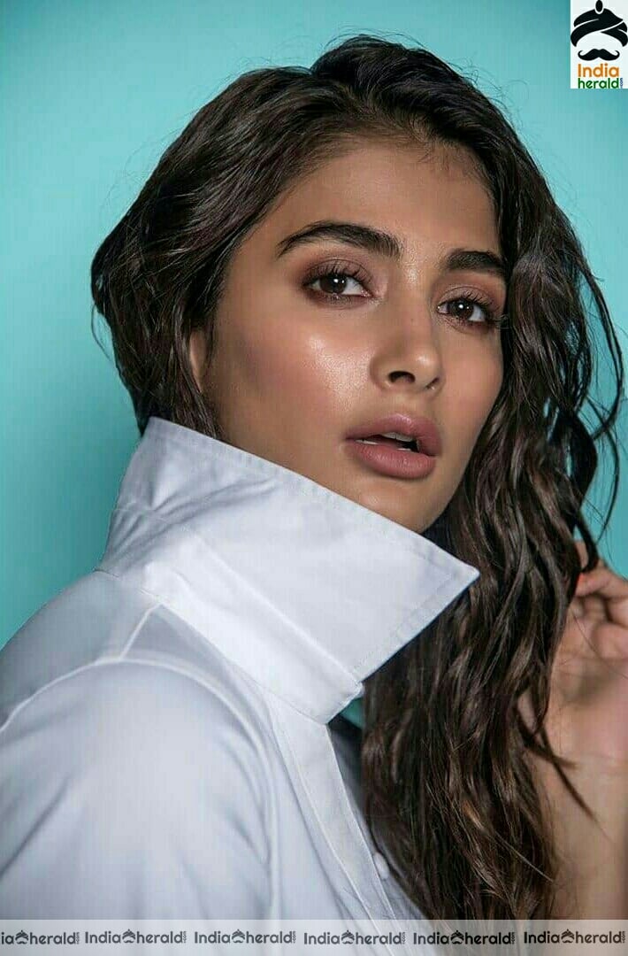 Pooja Hegde Hot Cleavage and Thighs Show In Short Dress Stills