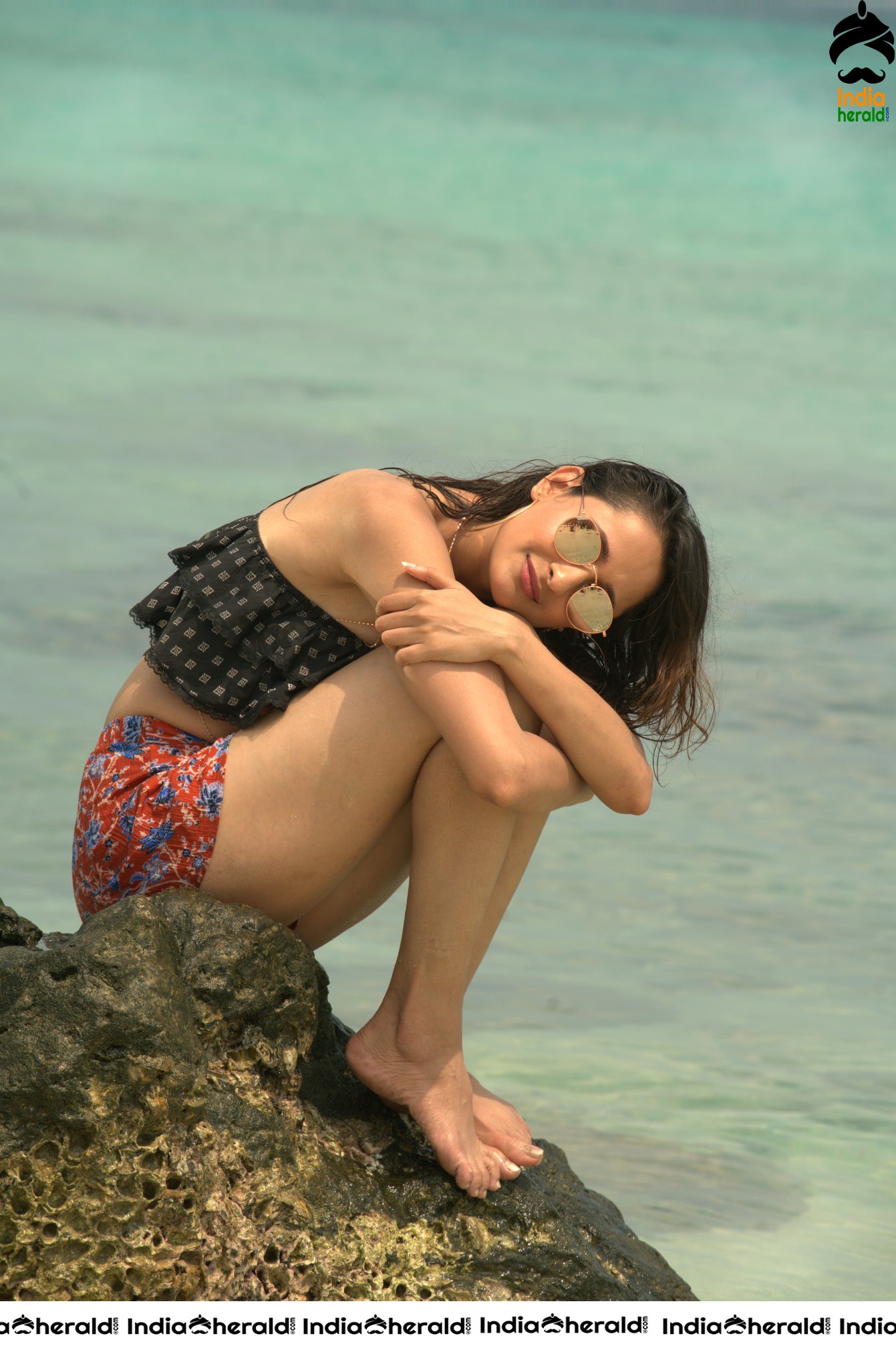 Pragya Jaiswal Hot HD Bikini Photos by Beach Side Set 1