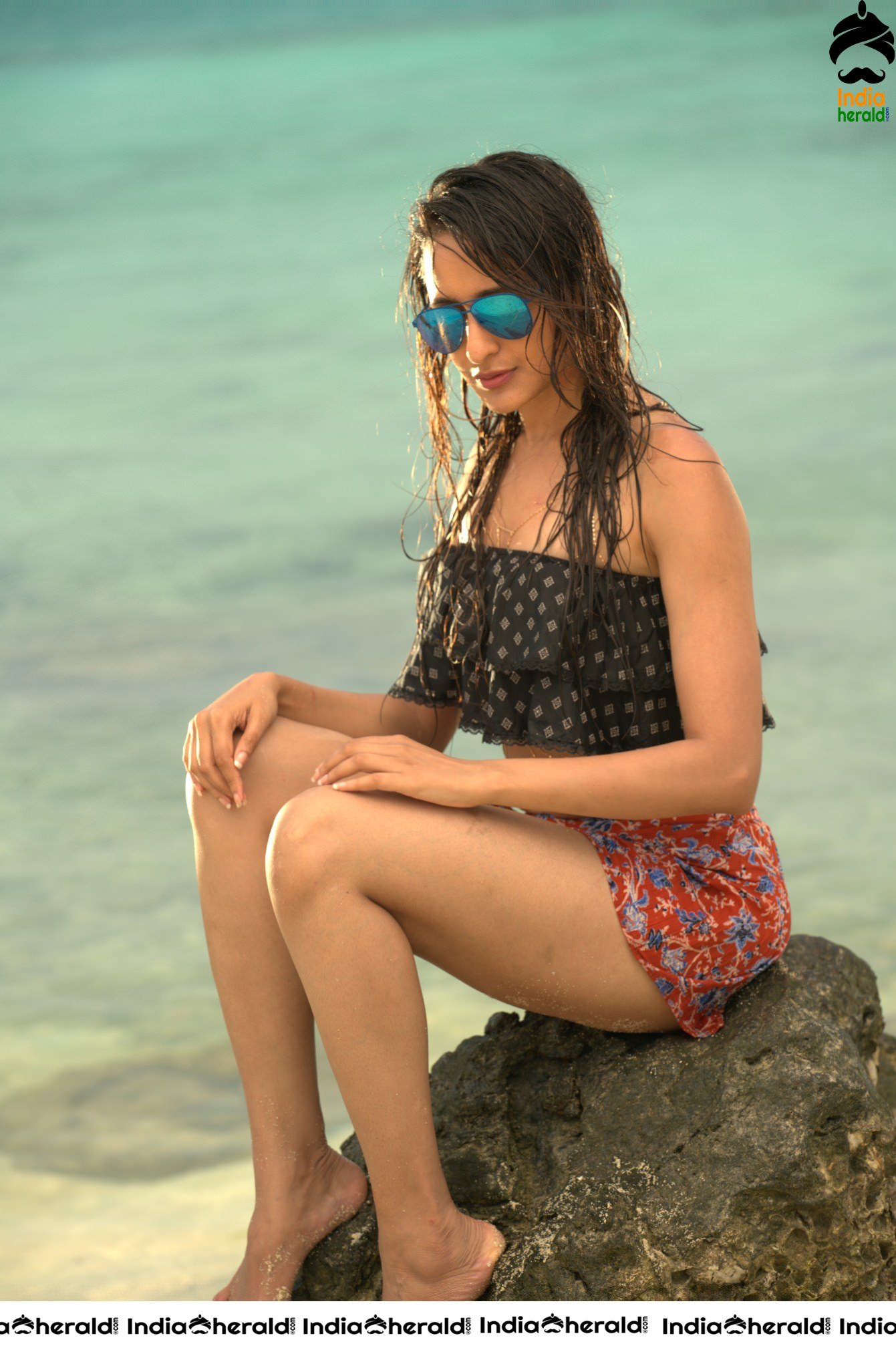 Pragya Jaiswal Hot HD Bikini Photos by Beach Side Set 2