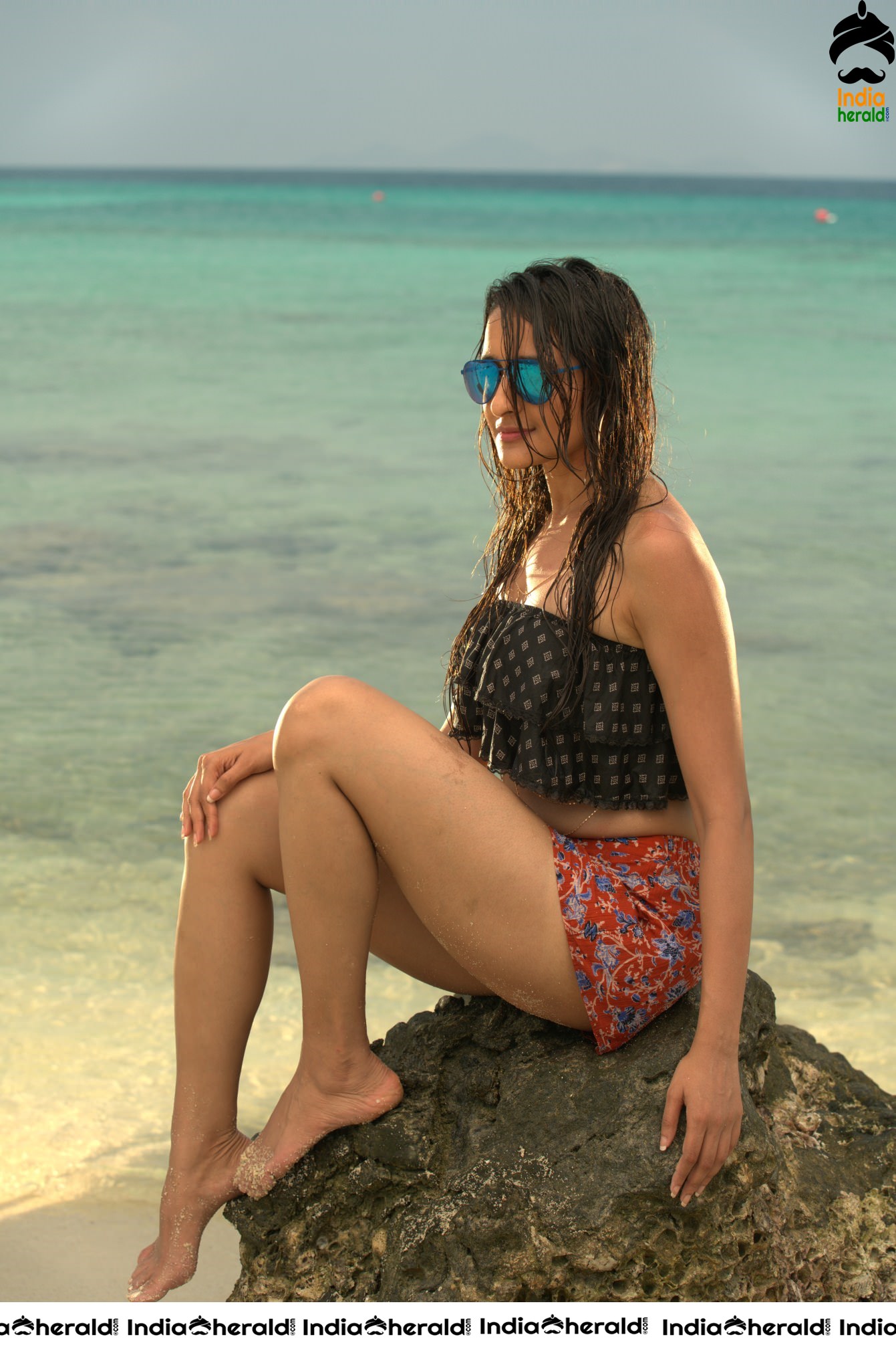 Pragya Jaiswal Hot HD Bikini Photos by Beach Side Set 2