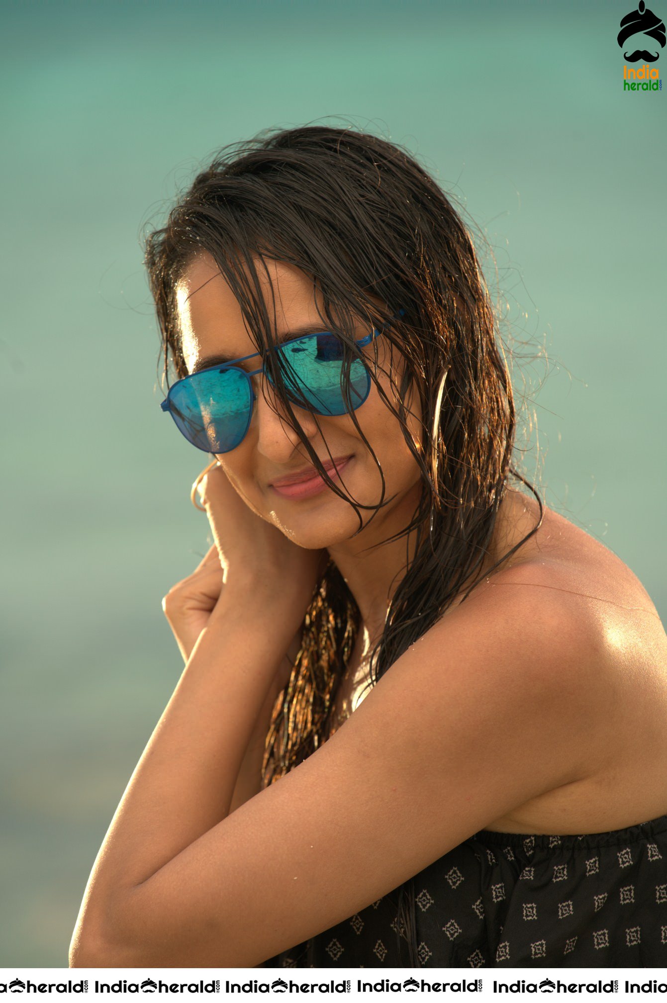 Pragya Jaiswal Hot HD Bikini Photos by Beach Side Set 2