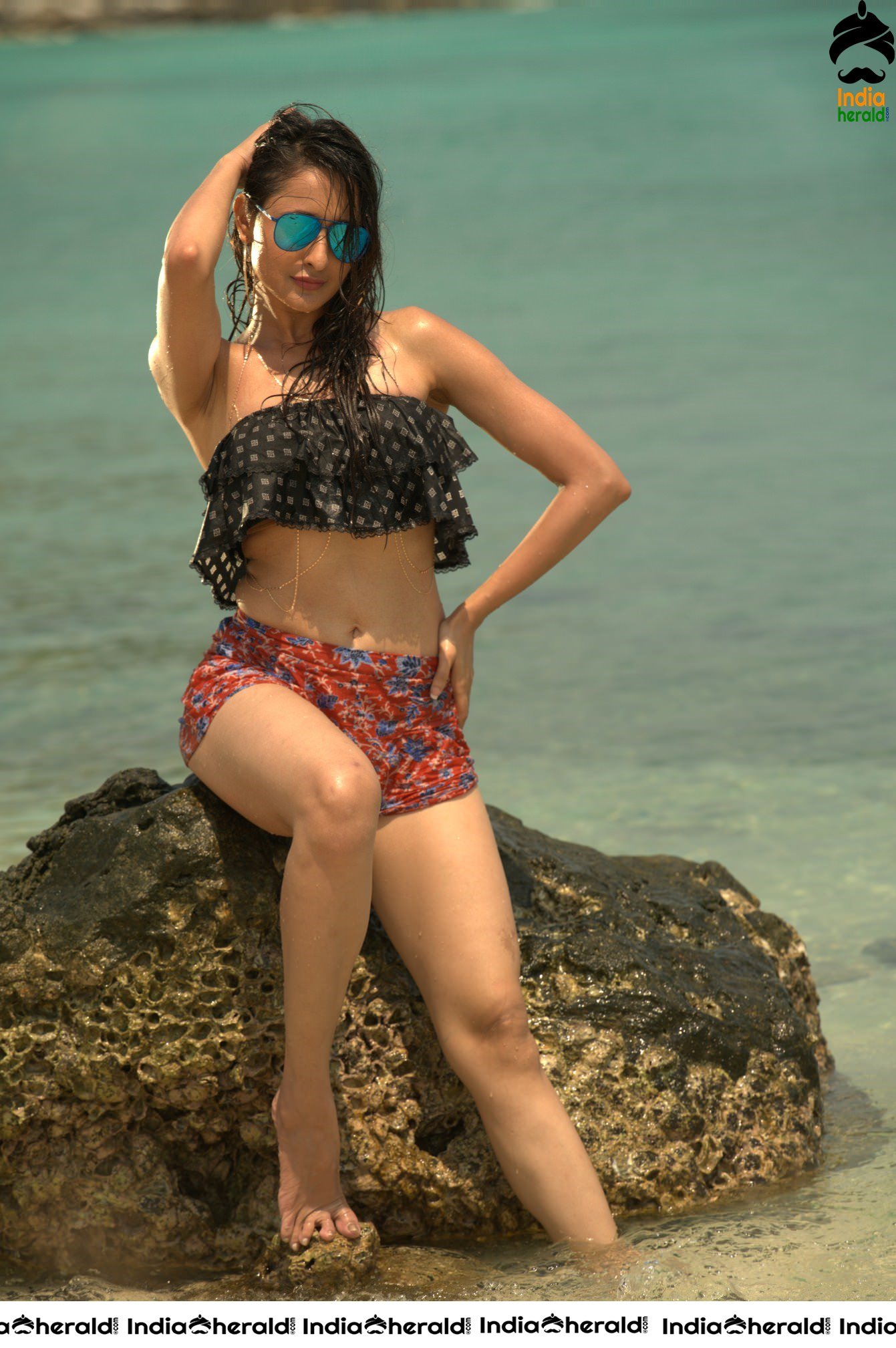 Pragya Jaiswal Hot HD Bikini Photos by Beach Side Set 2