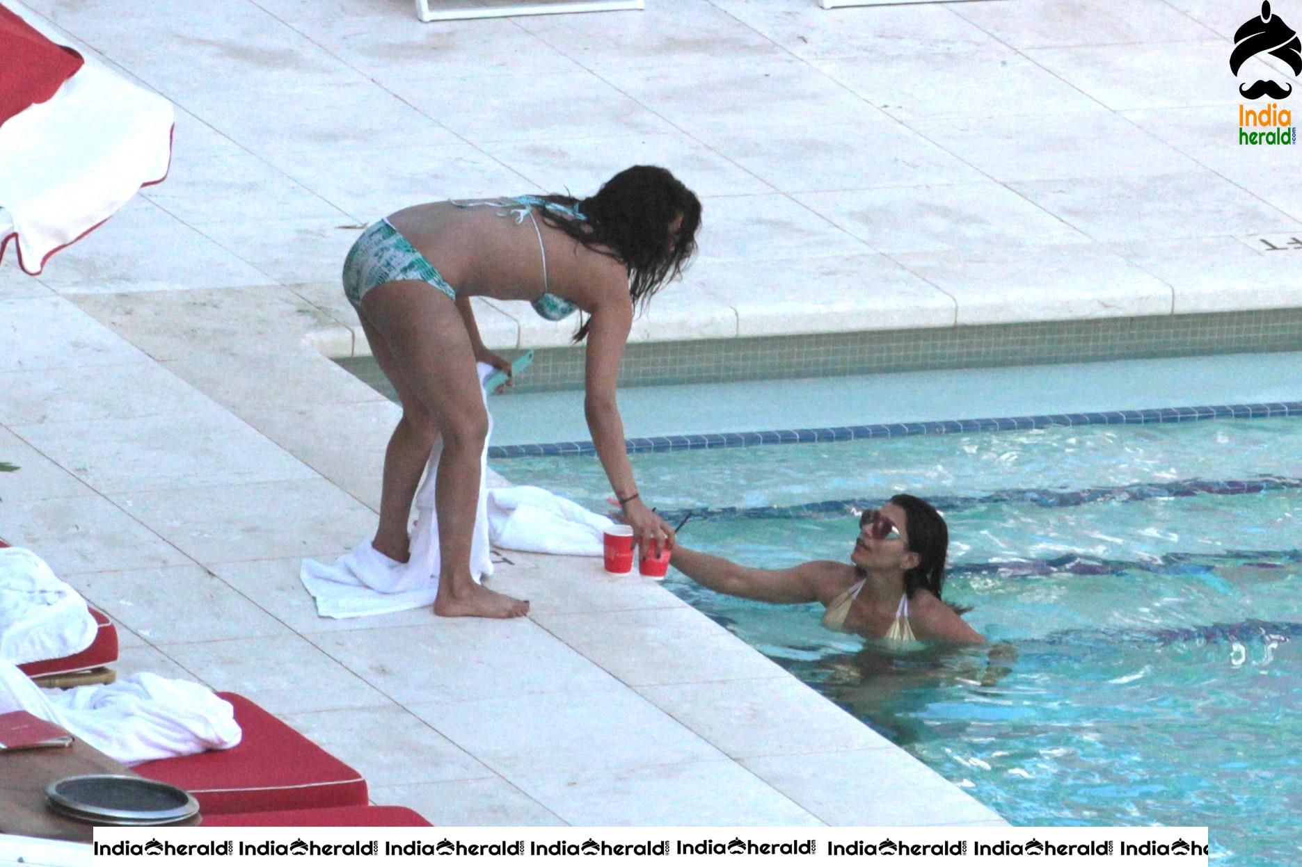 Priyanka Chopra Hot Photos in Bikini by pool side in Miami Set 2
