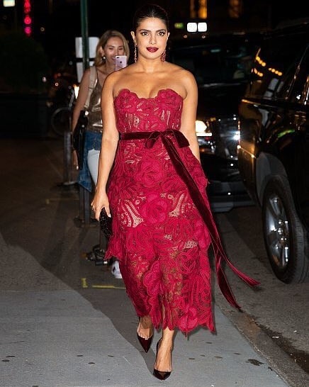 Priyanka Chopra Hot Red Dress Stills