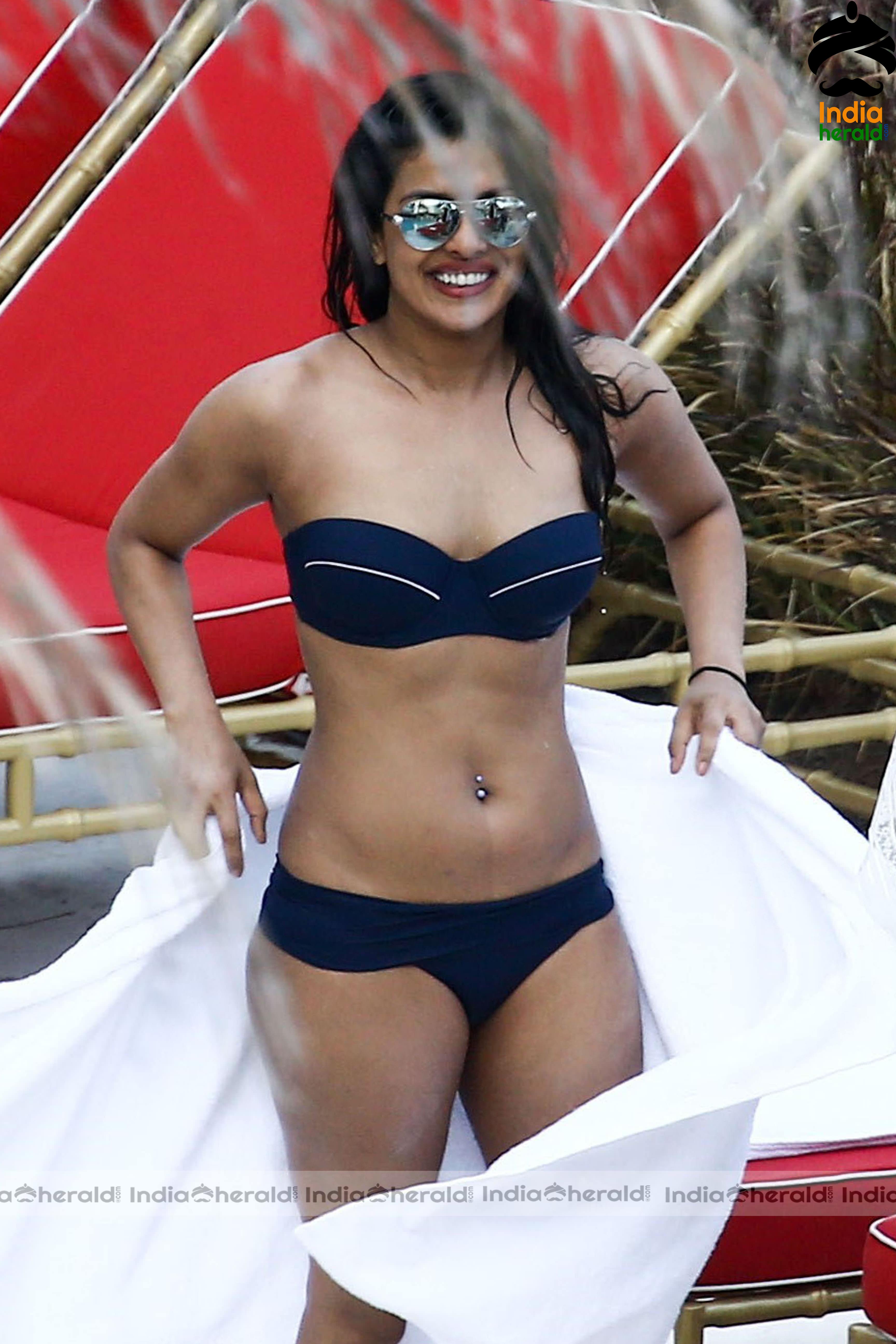 Priyanka Chopra in Bikini at her hotel pool in Miami Set 1