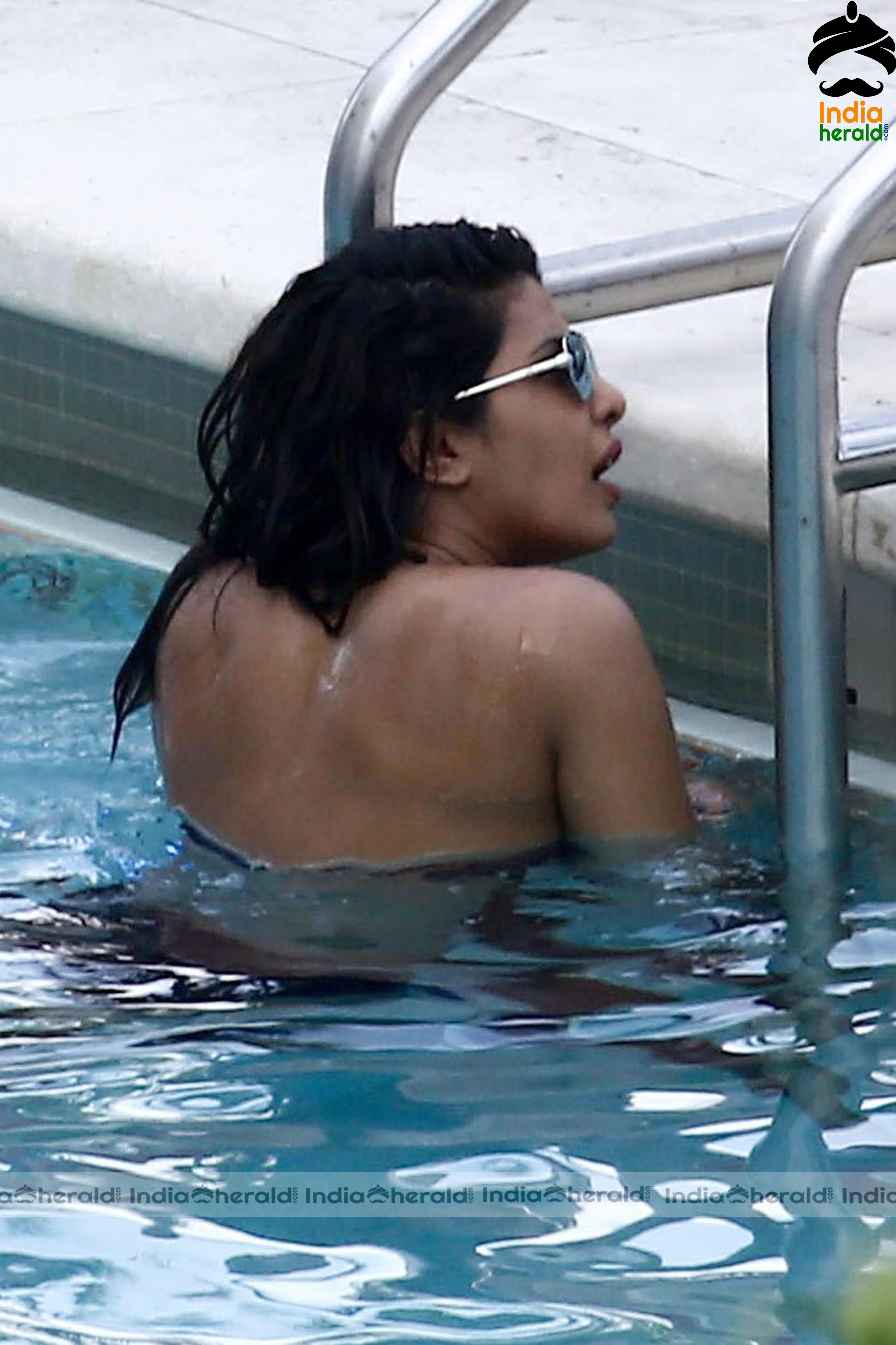 Priyanka Chopra in Bikini at her hotel pool in Miami Set 1