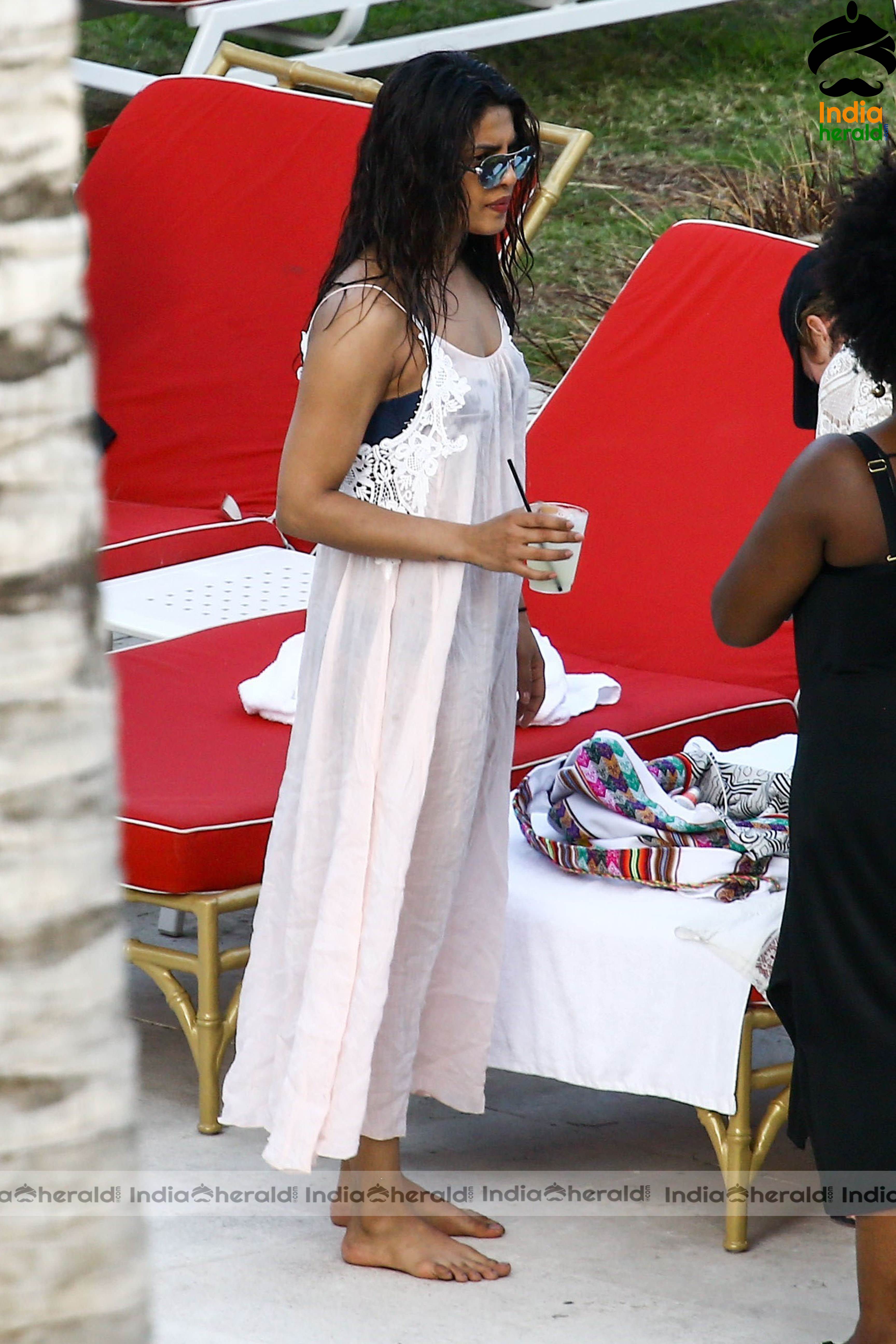 Priyanka Chopra in Bikini at her hotel pool in Miami Set 1