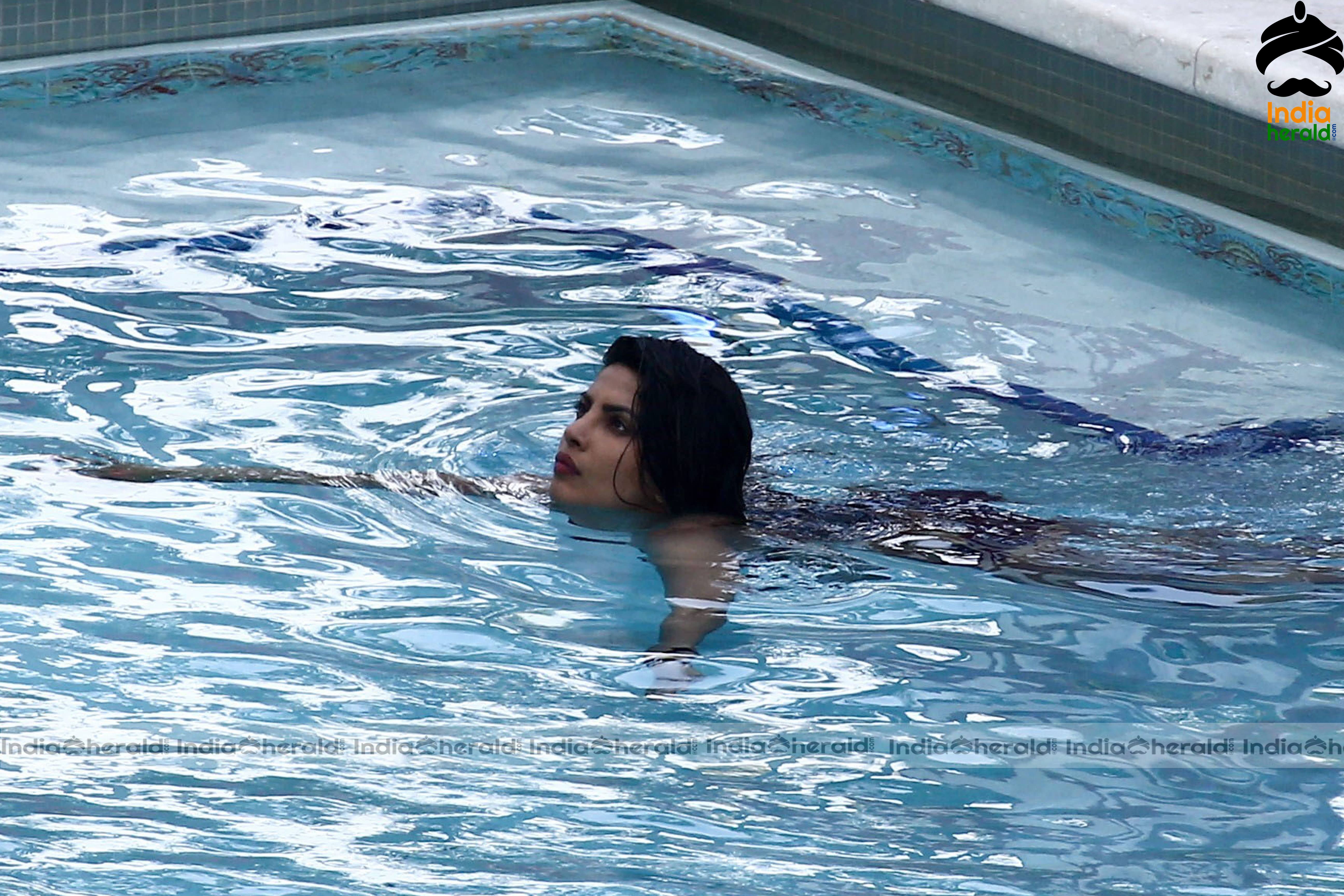 Priyanka Chopra in Bikini at her hotel pool in Miami Set 2