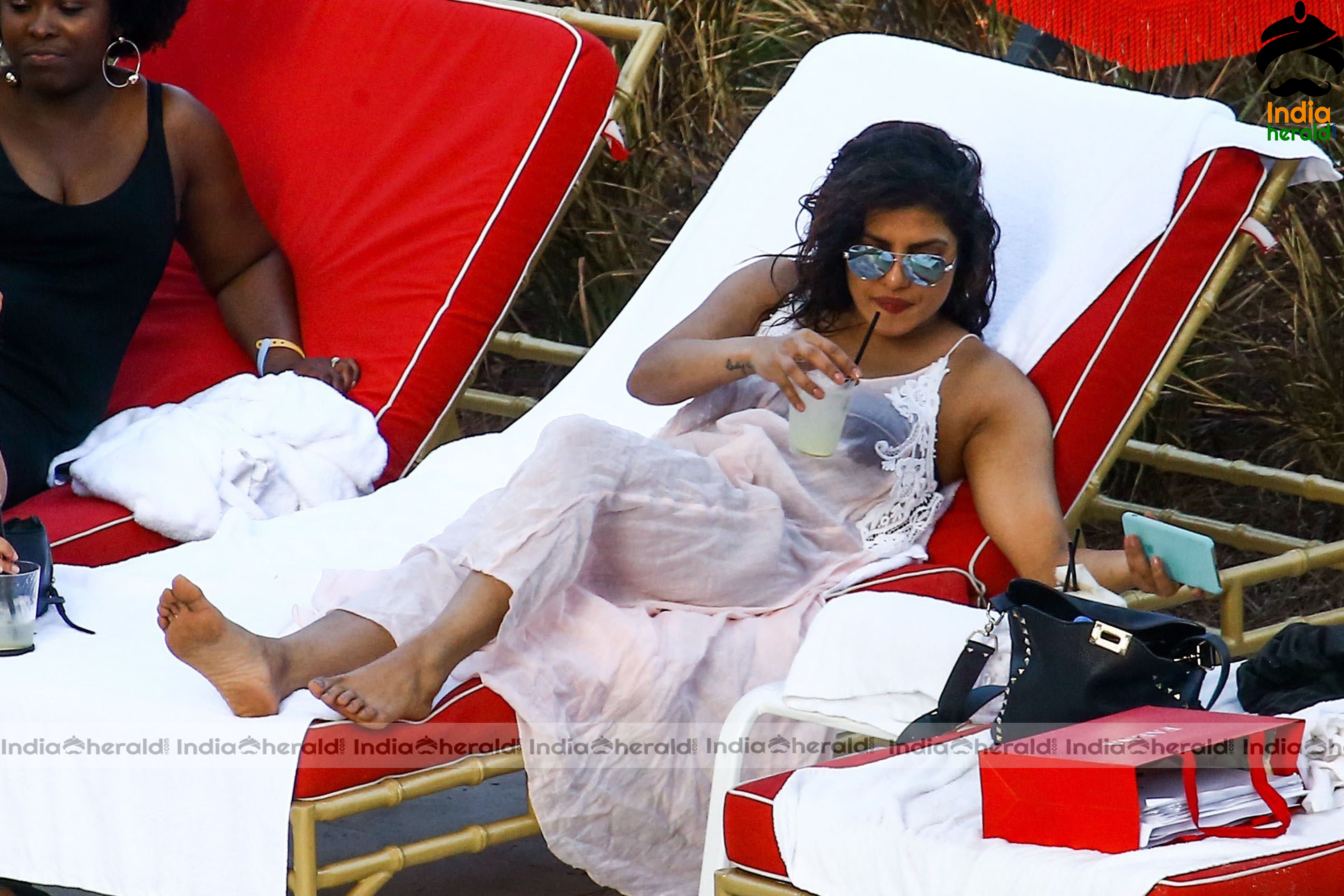 Priyanka Chopra in Bikini at her hotel pool in Miami Set 3