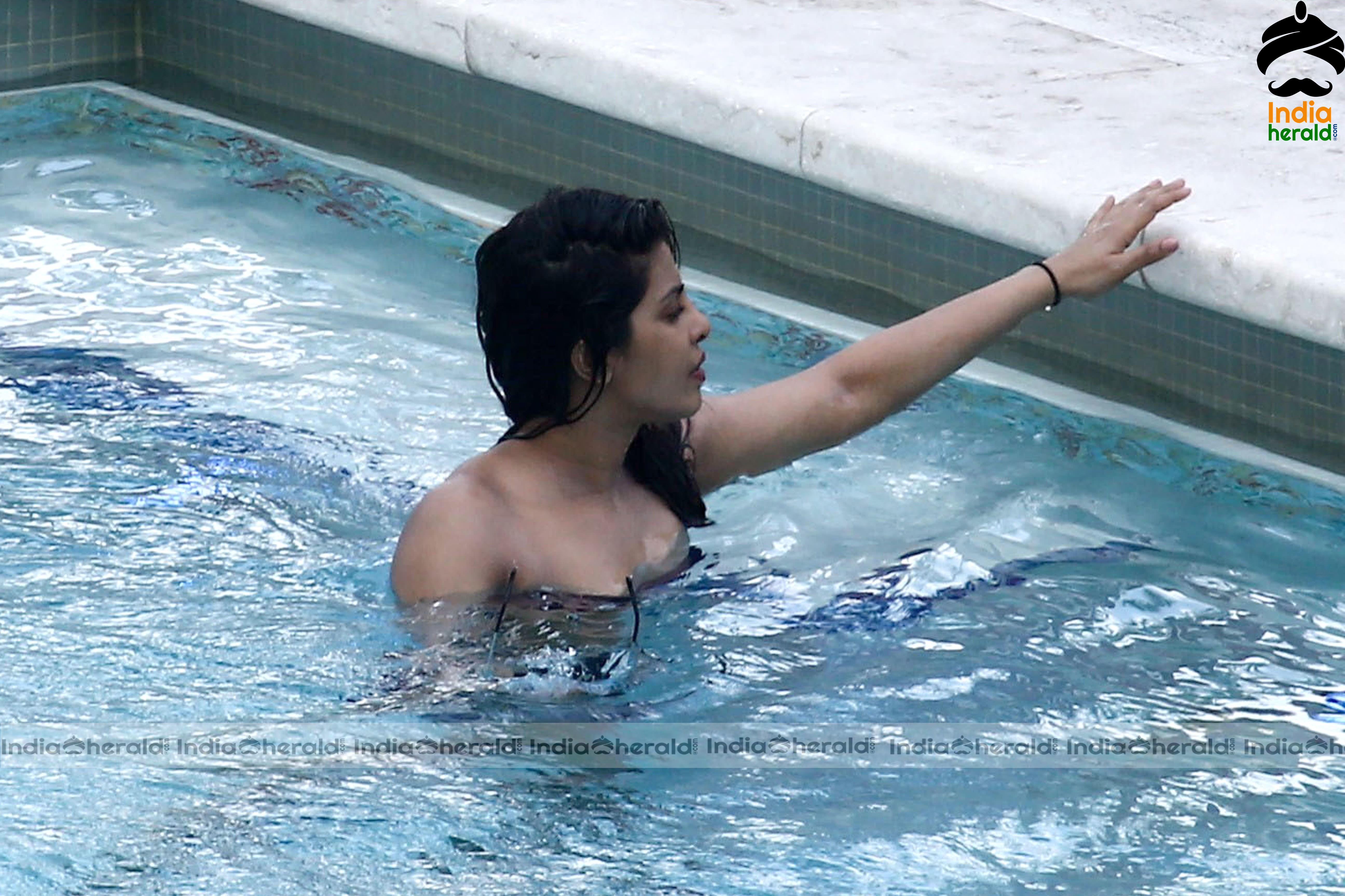 Priyanka Chopra in Bikini at her hotel pool in Miami Set 3