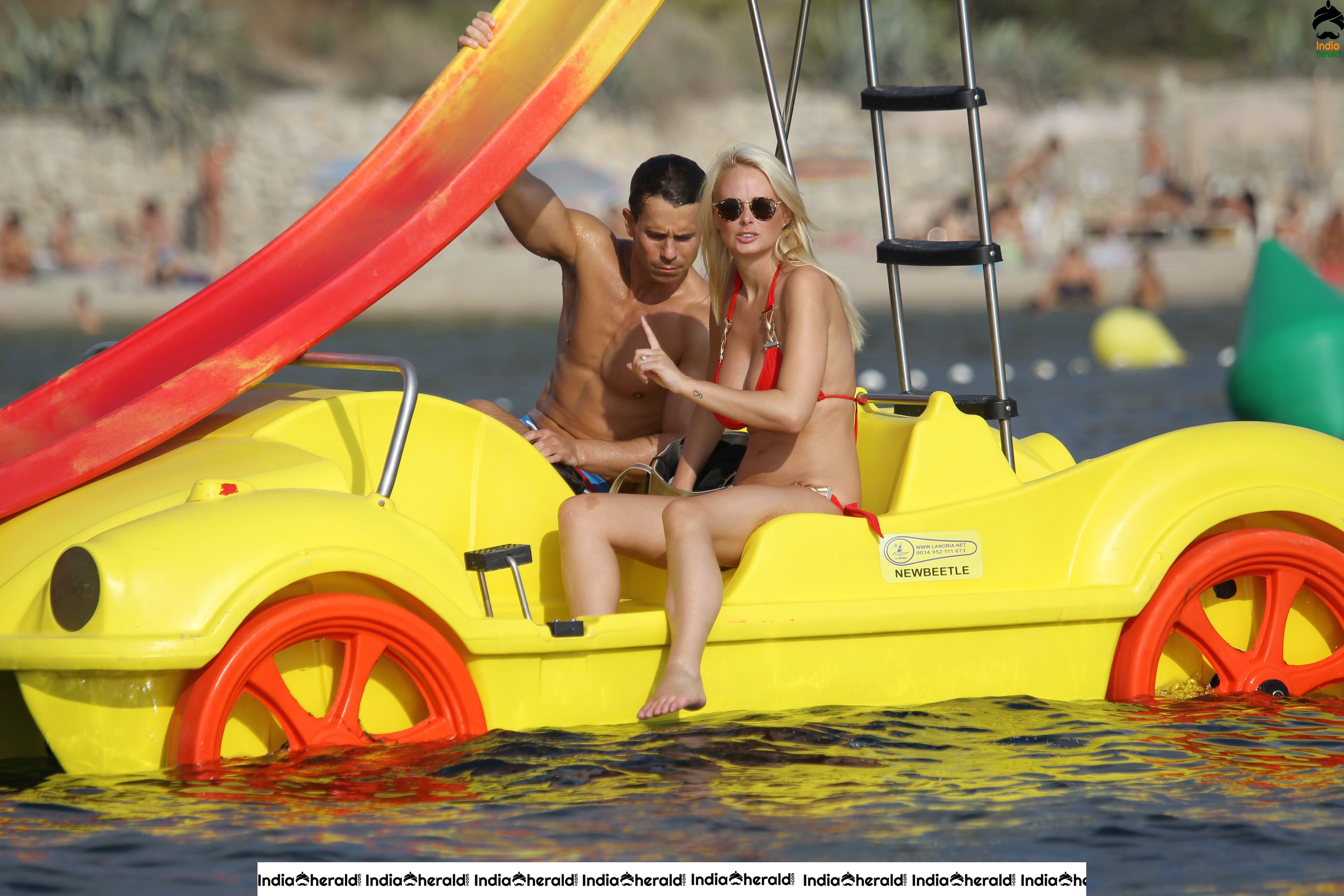 Rhian Sugden wearing a bikini on Ibiza set 2