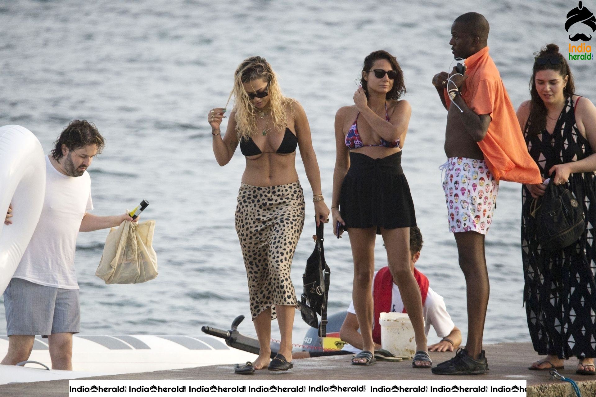 Rita Ora flashes her inner beauty in Bikini while getting off of a boat in Ibiza Set 2