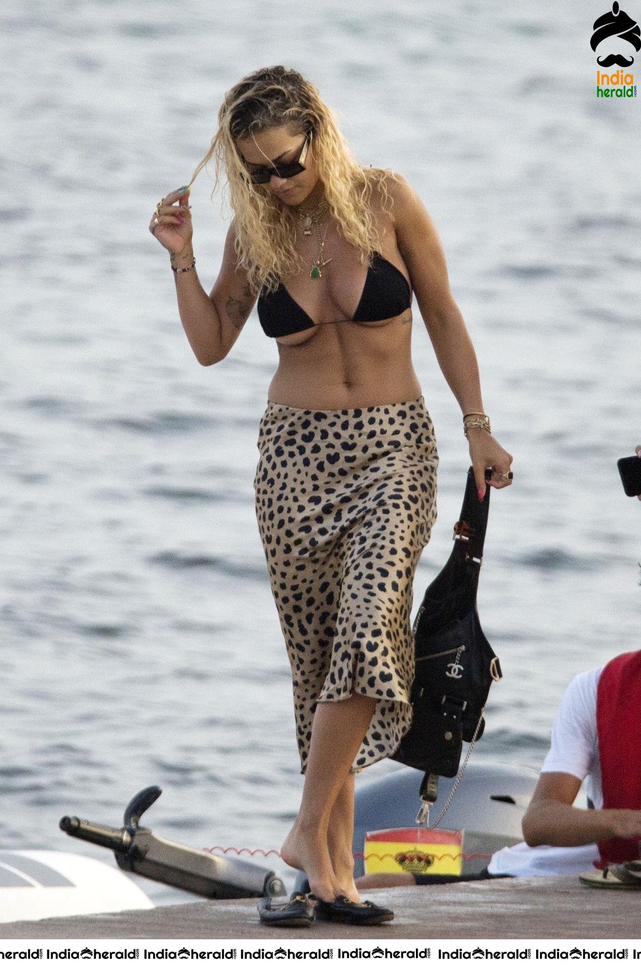 Rita Ora flashes her inner beauty in Bikini while getting off of a boat in Ibiza Set 2