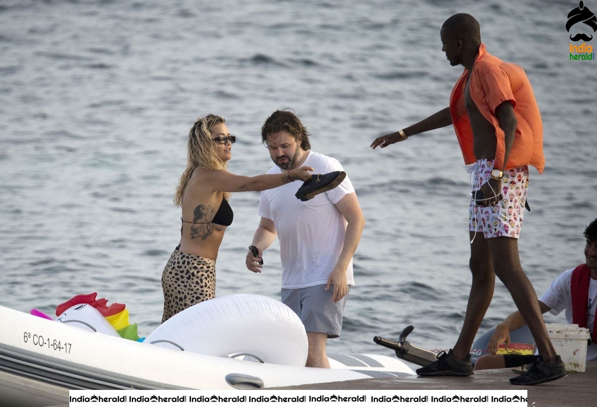 Rita Ora flashes her inner beauty in Bikini while getting off of a boat in Ibiza Set 2