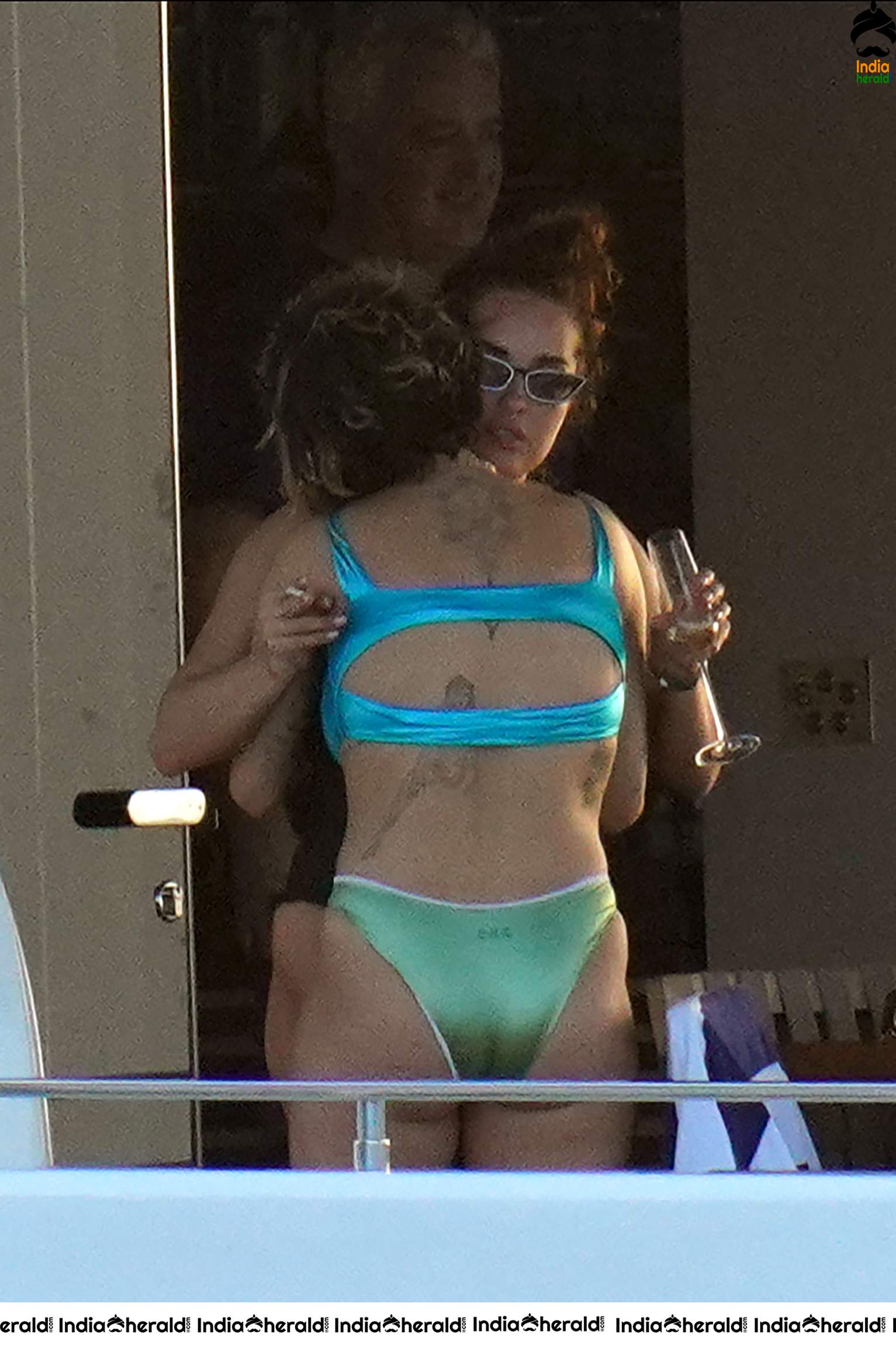 Rita Ora wears blue bikini on the beach in Saint Barthelemy