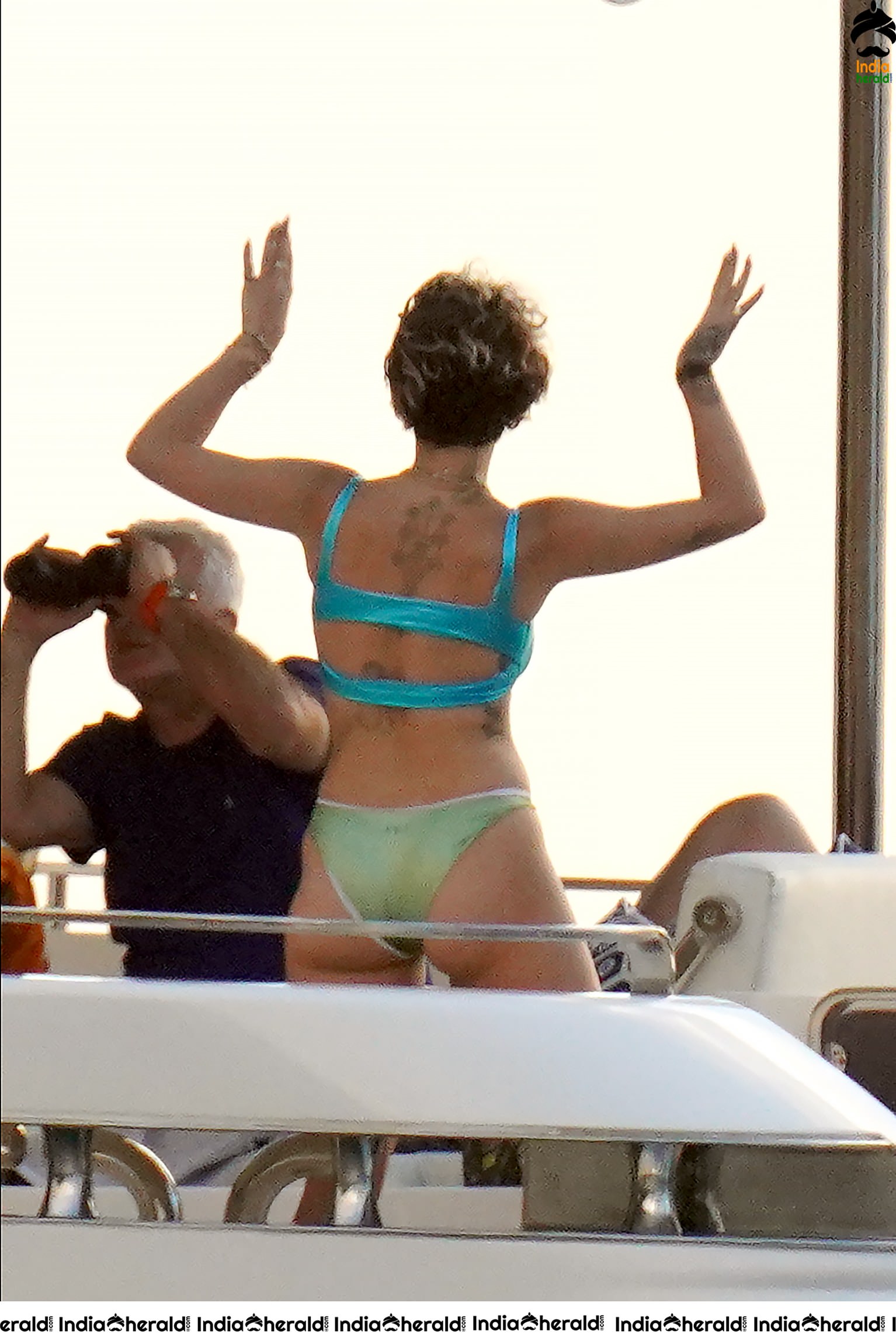 Rita Ora wears blue bikini on the beach in Saint Barthelemy