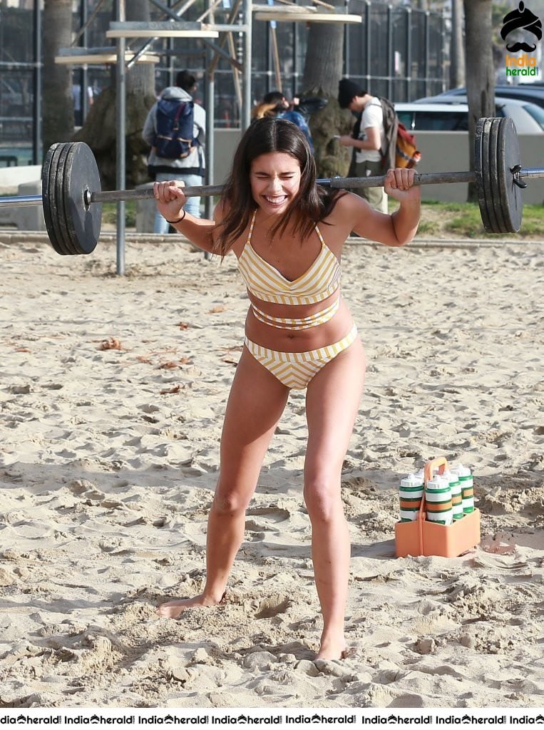 Sara Sampaio Wearing a Bikini on set of a Tommy Hilfiger Photoshoot in Venice Beach Set 2