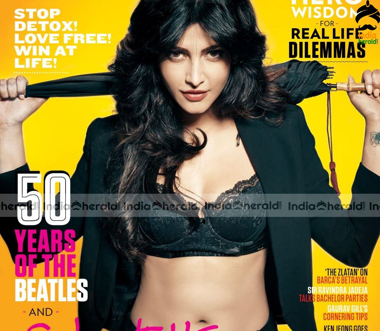 Shruti Haasan in Black Bra Photoshoot