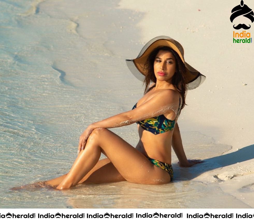 Sophie Choudry Bikini Photos Exposing her Hot Body by Beach Side Set 1
