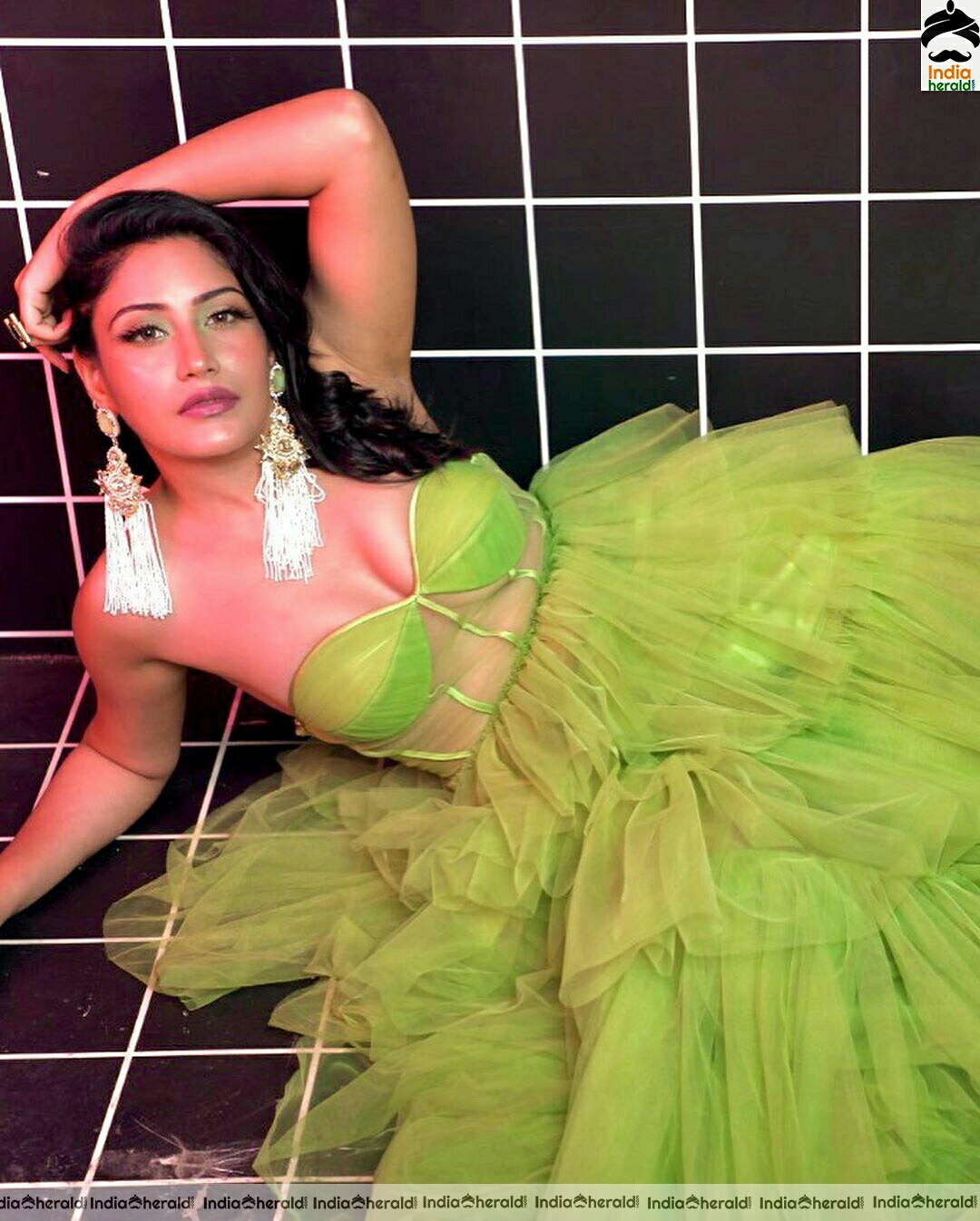 Surbhi Chandna Hot Green Dress Stills