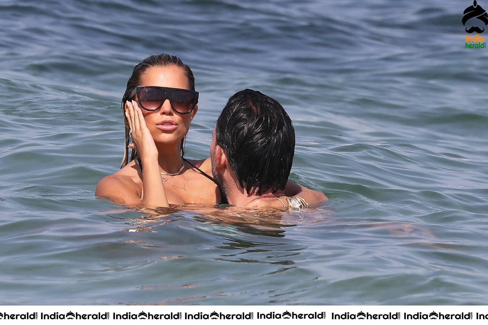 Sylvie Meis in Bikini and Enjoying with Boyfriend by bathing in the Beach