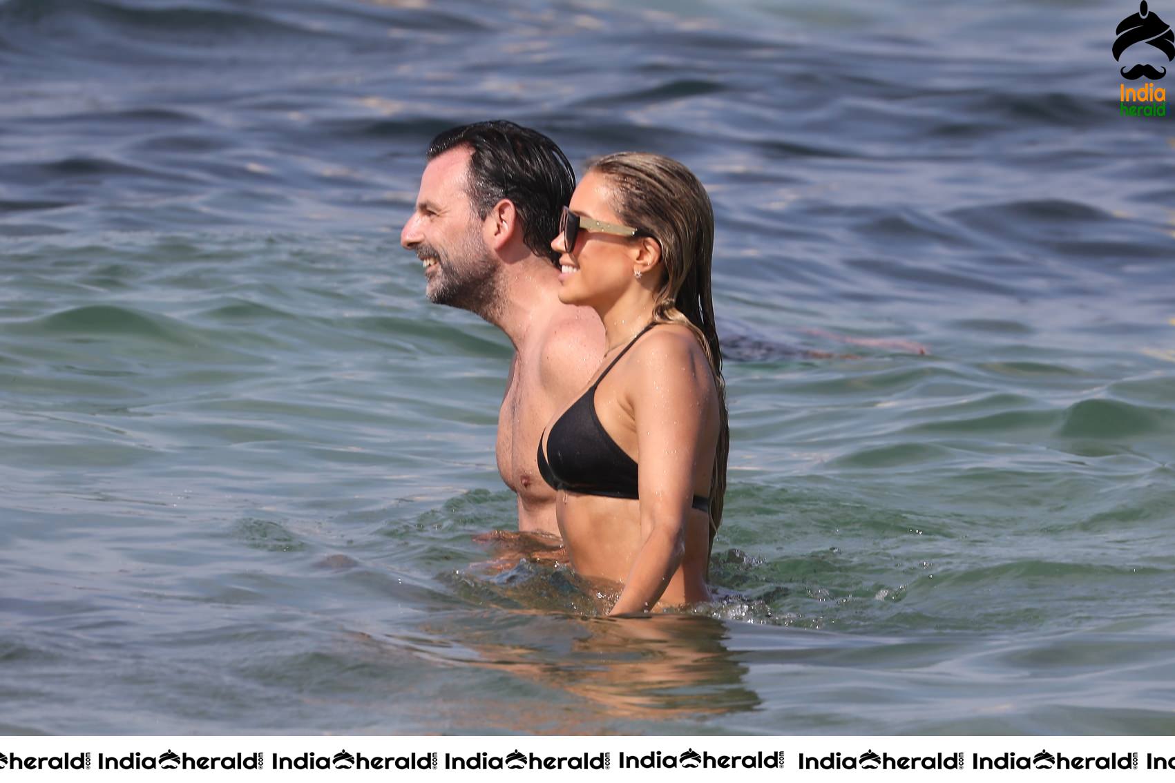 Sylvie Meis in Bikini and Enjoying with Boyfriend by bathing in the Beach