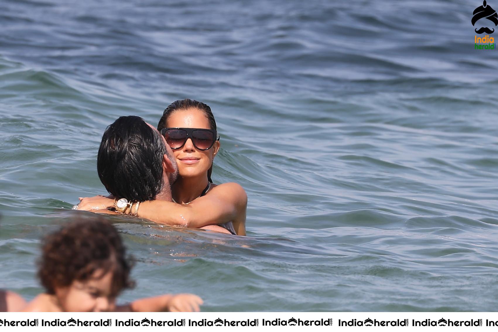 Sylvie Meis in Bikini and Enjoying with Boyfriend by bathing in the Beach