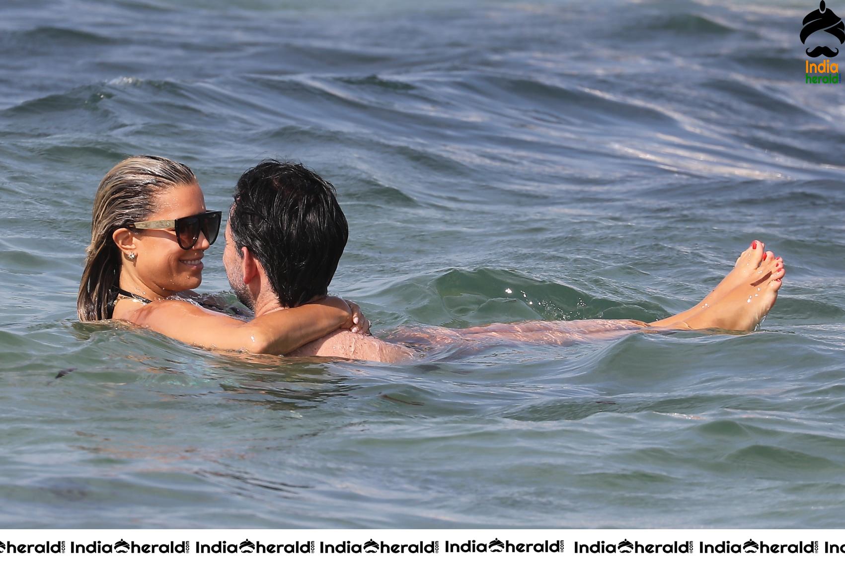 Sylvie Meis in Bikini and Enjoying with Boyfriend by bathing in the Beach