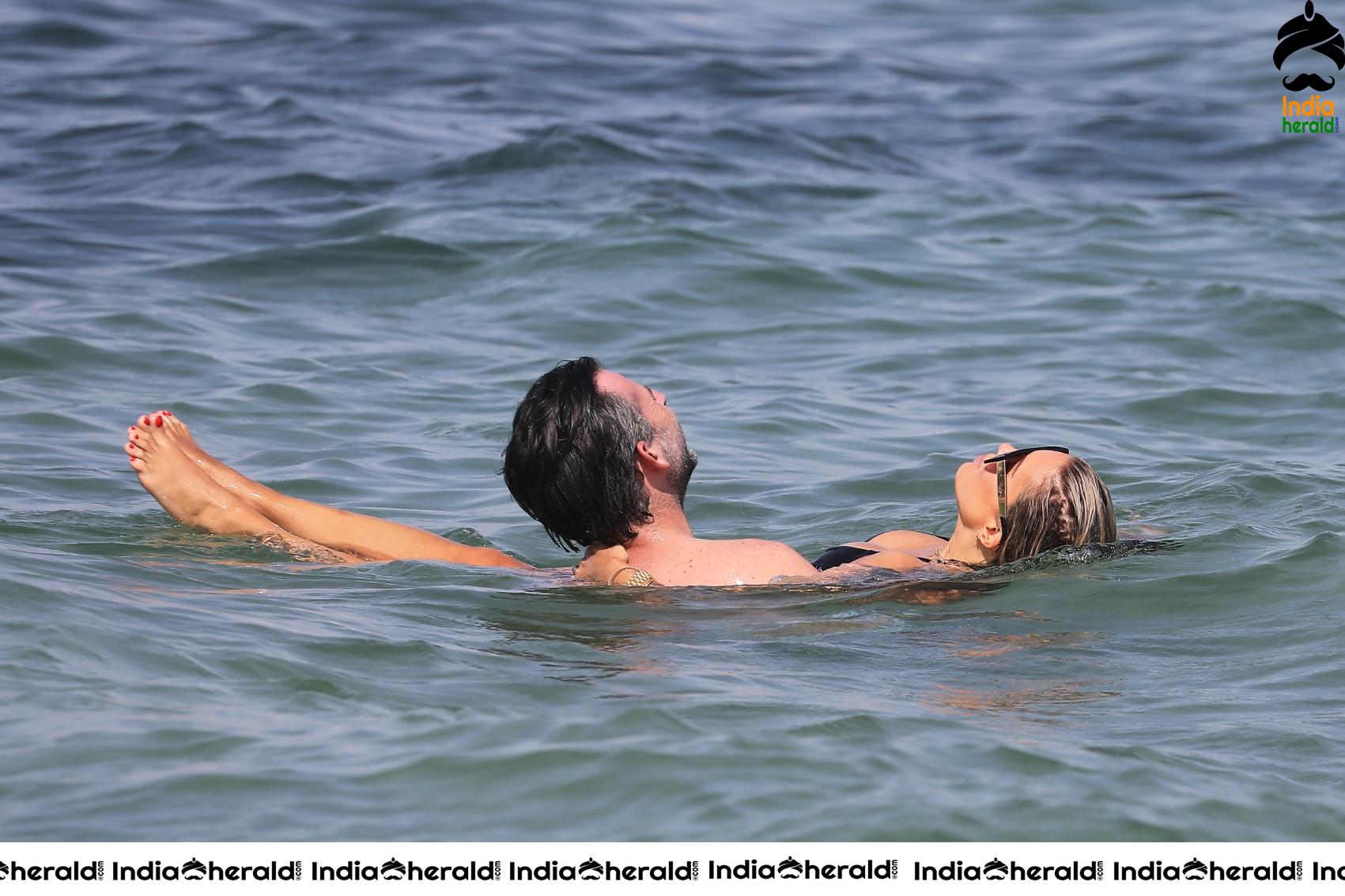 Sylvie Meis in Bikini and Enjoying with Boyfriend by bathing in the Beach