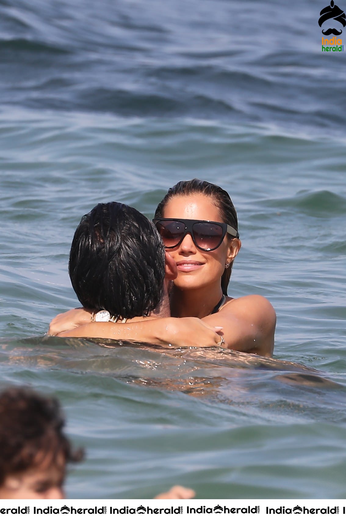 Sylvie Meis in Bikini and Enjoying with Boyfriend by bathing in the Beach