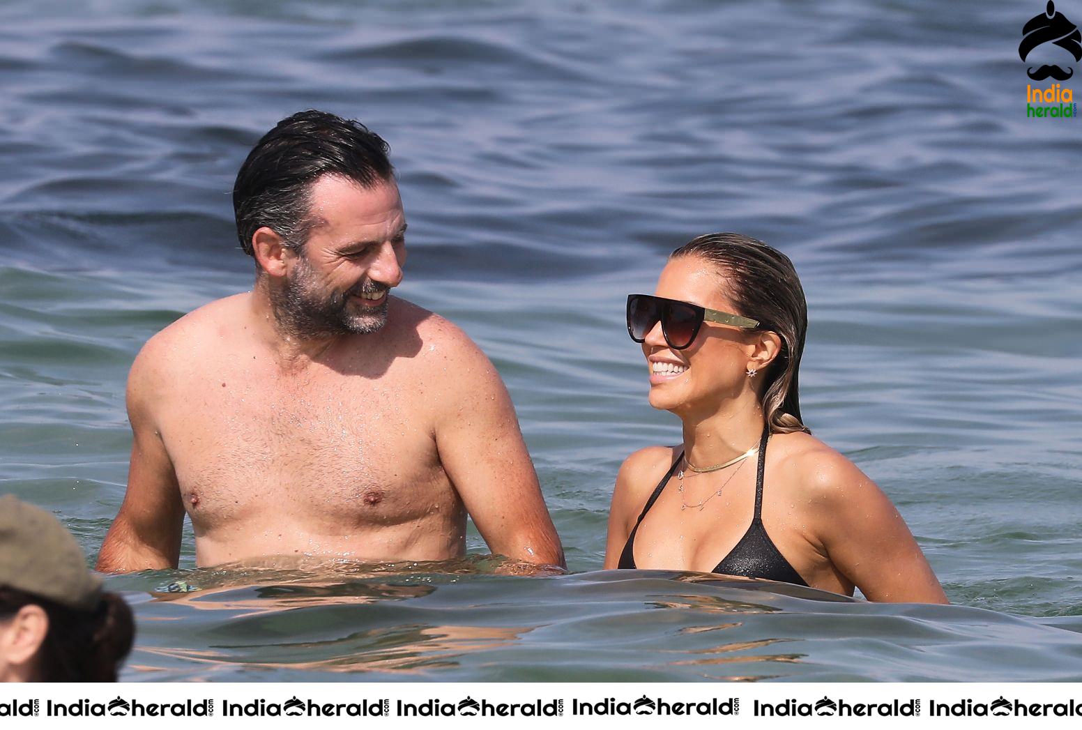 Sylvie Meis in Bikini and Enjoying with Boyfriend by bathing in the Beach