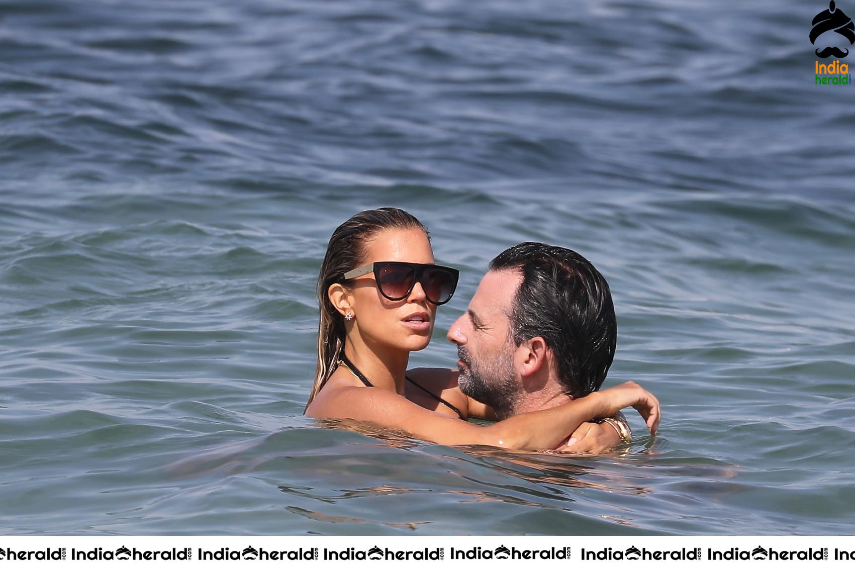 Sylvie Meis in Bikini and Enjoying with Boyfriend by bathing in the Beach