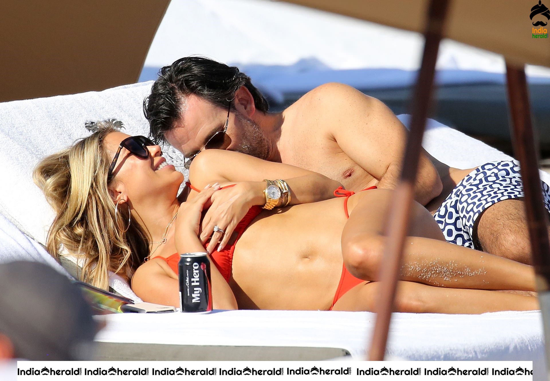 Sylvie Meis wears a Red bikini and enjoys with Boyfriend on the beach in Miami