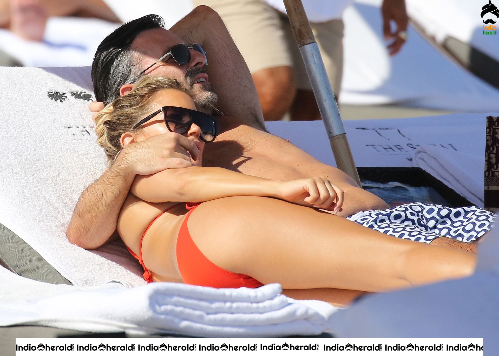 Sylvie Meis wears a Red bikini and enjoys with Boyfriend on the beach in Miami