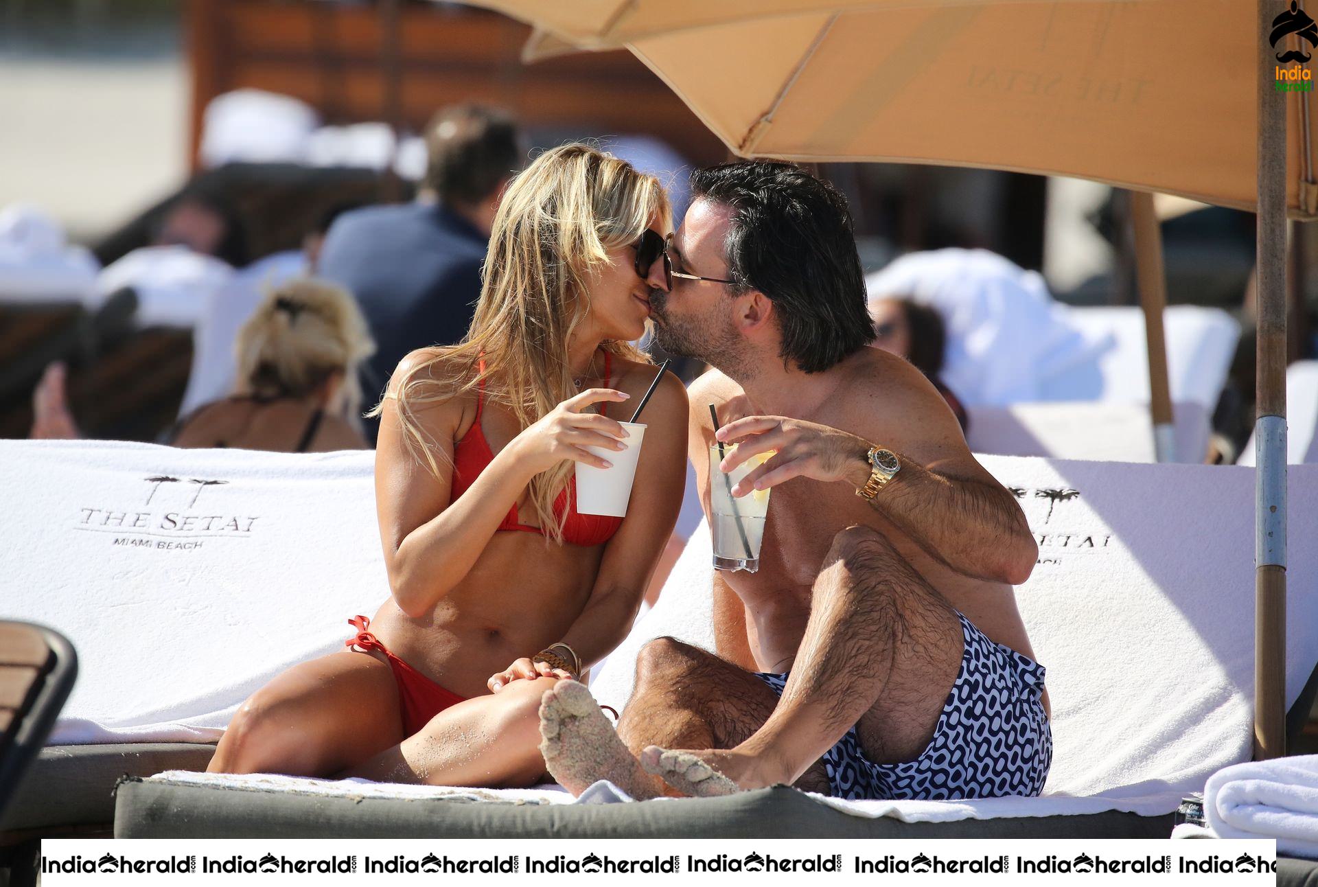 Sylvie Meis wears a Red bikini and enjoys with Boyfriend on the beach in Miami