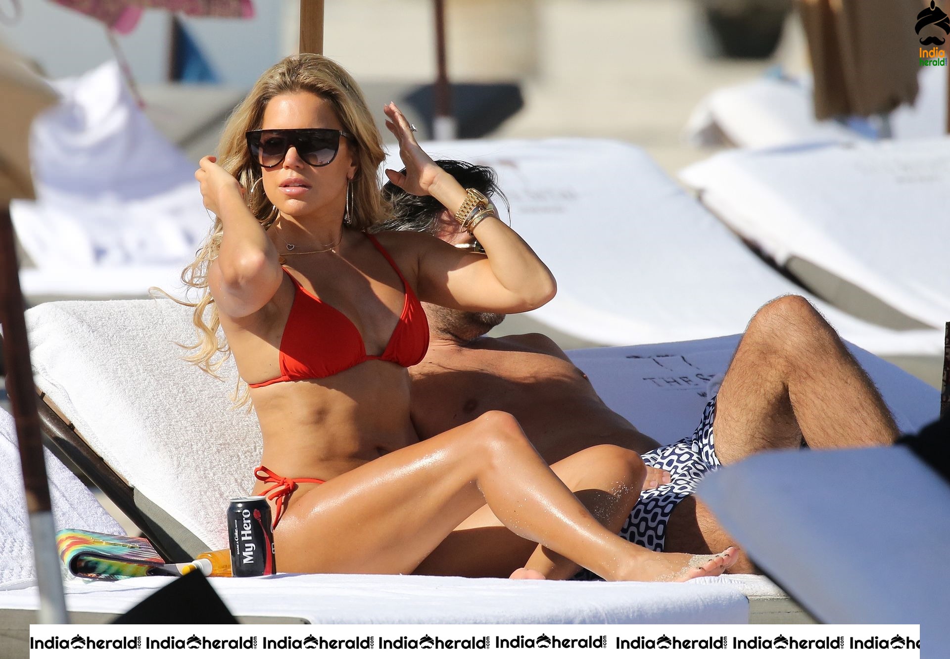 Sylvie Meis wears a Red bikini and enjoys with Boyfriend on the beach in Miami