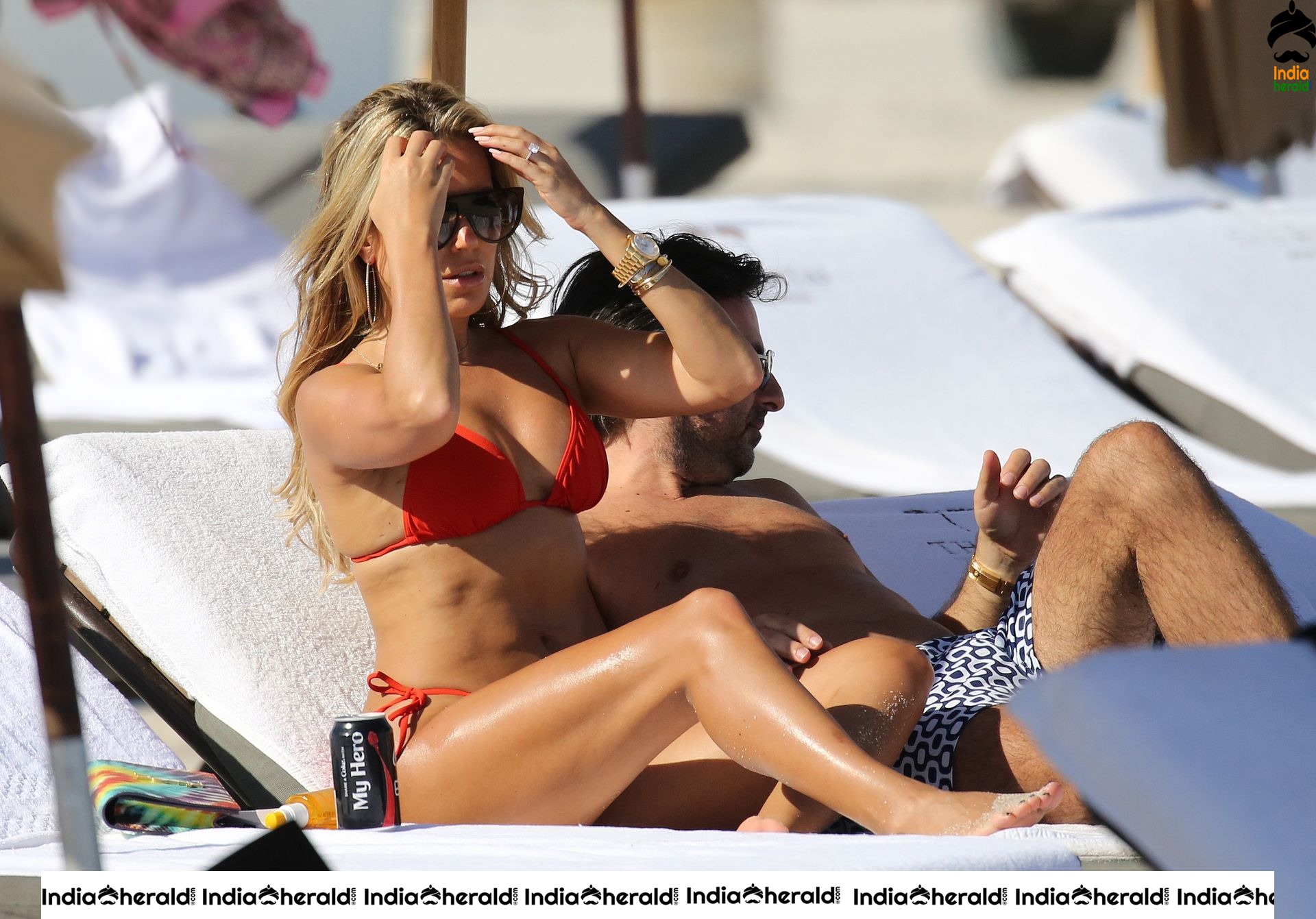 Sylvie Meis wears a Red bikini and enjoys with Boyfriend on the beach in Miami