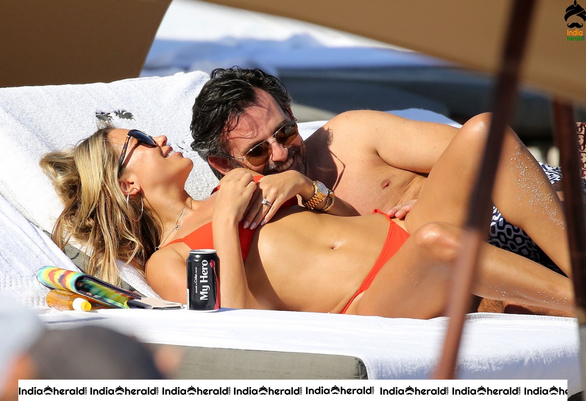 Sylvie Meis wears a Red bikini and enjoys with Boyfriend on the beach in Miami