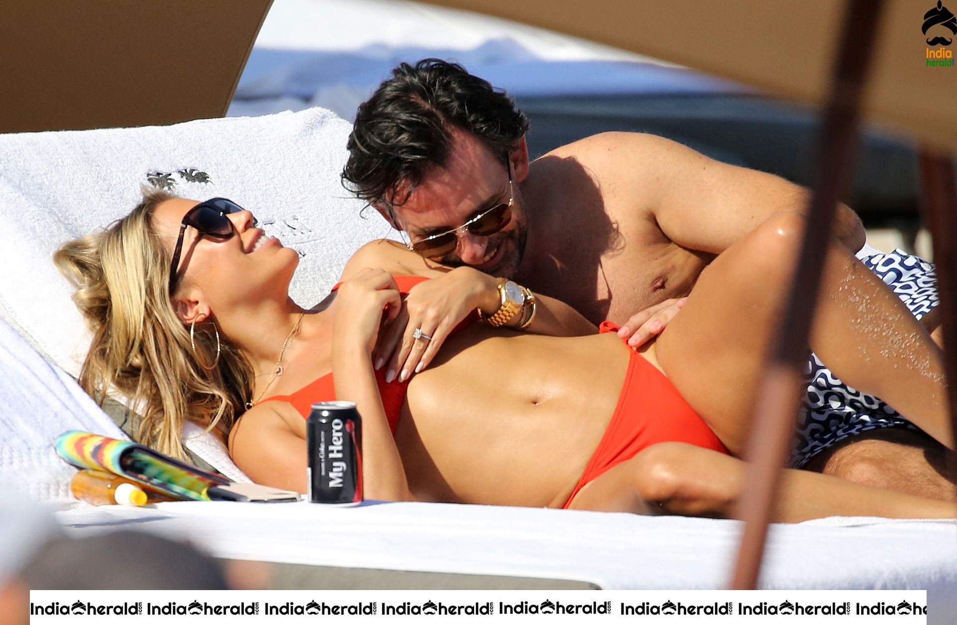 Sylvie Meis wears a Red bikini and enjoys with Boyfriend on the beach in Miami