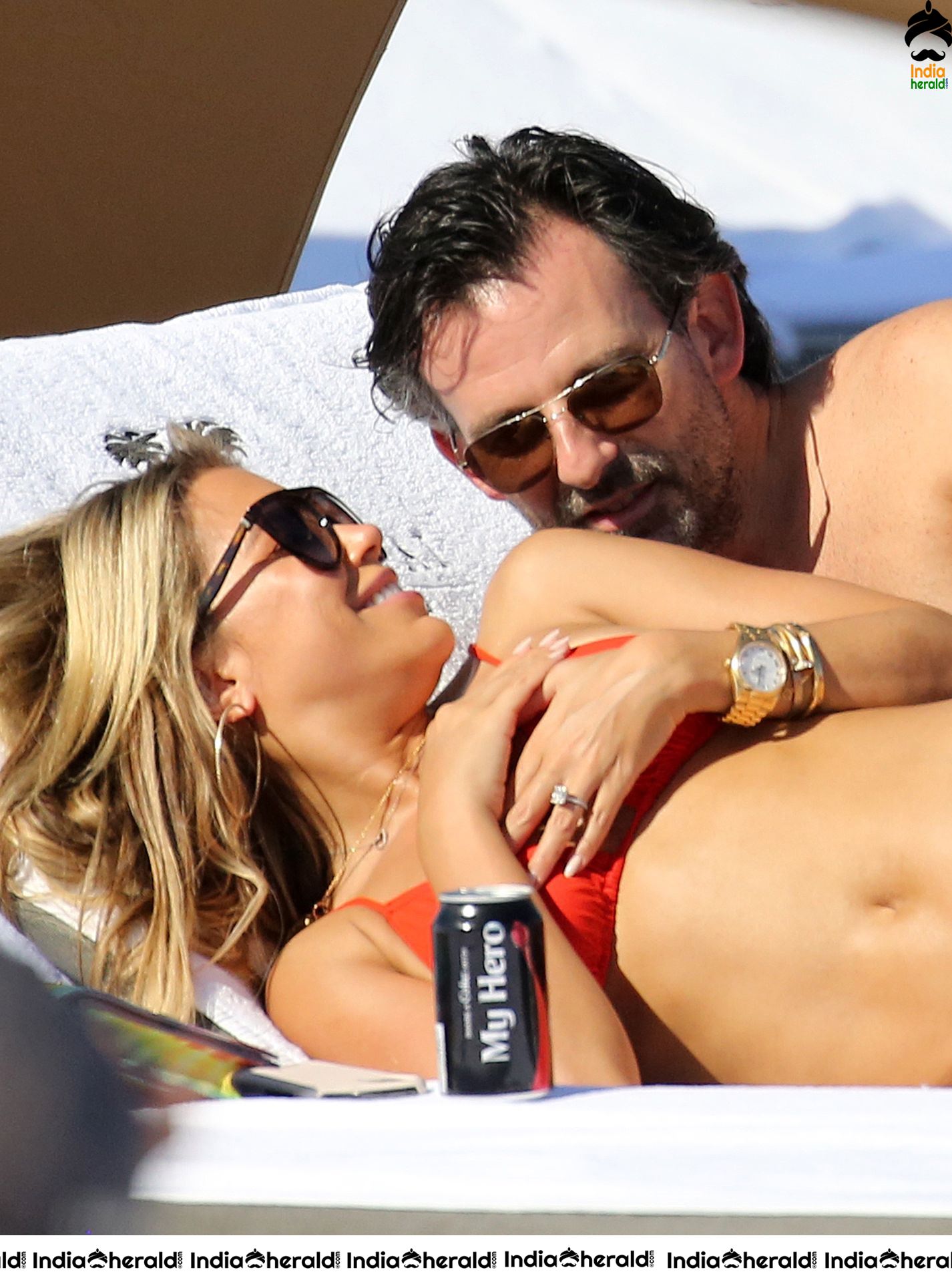 Sylvie Meis wears a Red bikini and enjoys with Boyfriend on the beach in Miami