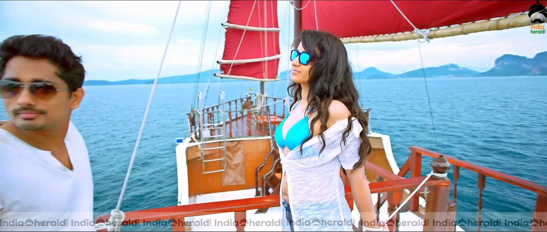 Trisha Unseen Hot Photos in Bikini Exposing Big Cleavage and Deep Navel Set 1