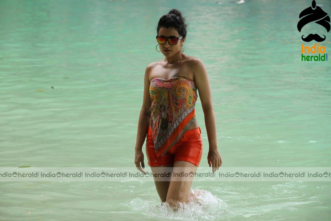 Trisha Unseen Latest Hot Photos Exposing Deep Navel and Sexy Cleavage in Bikini Set 2