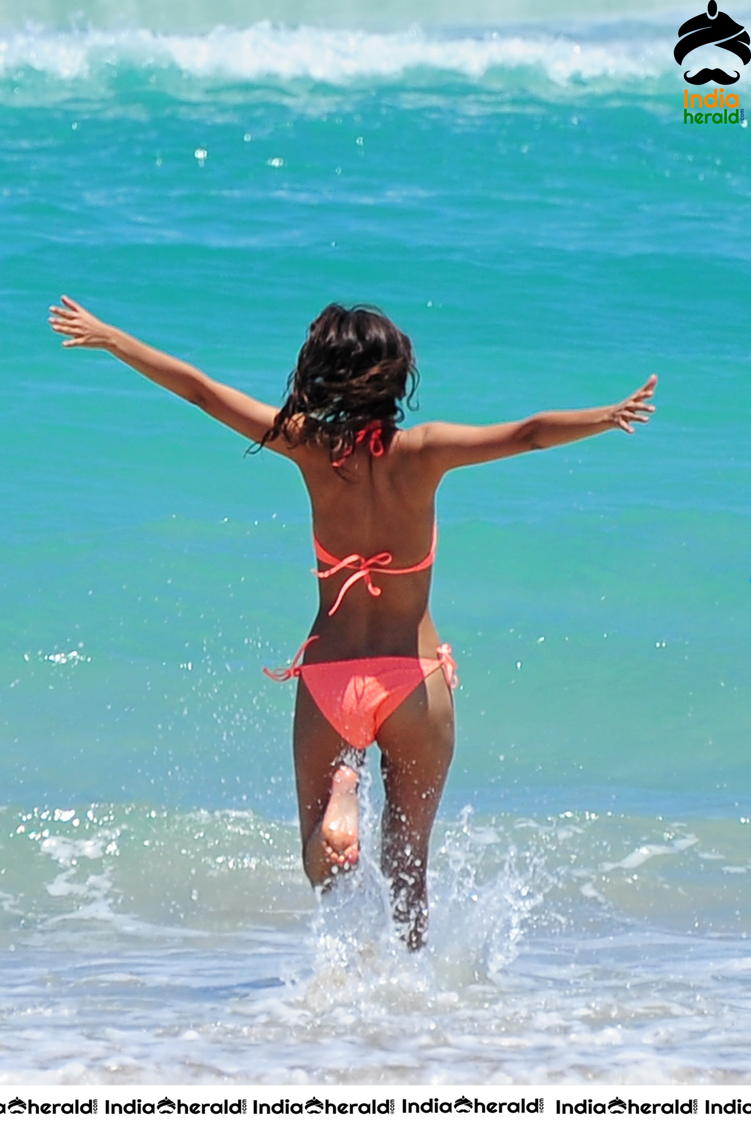 Victoria Justice Wearing a Neon Lace Bikini at Fort Lauderdale Beach Set 3