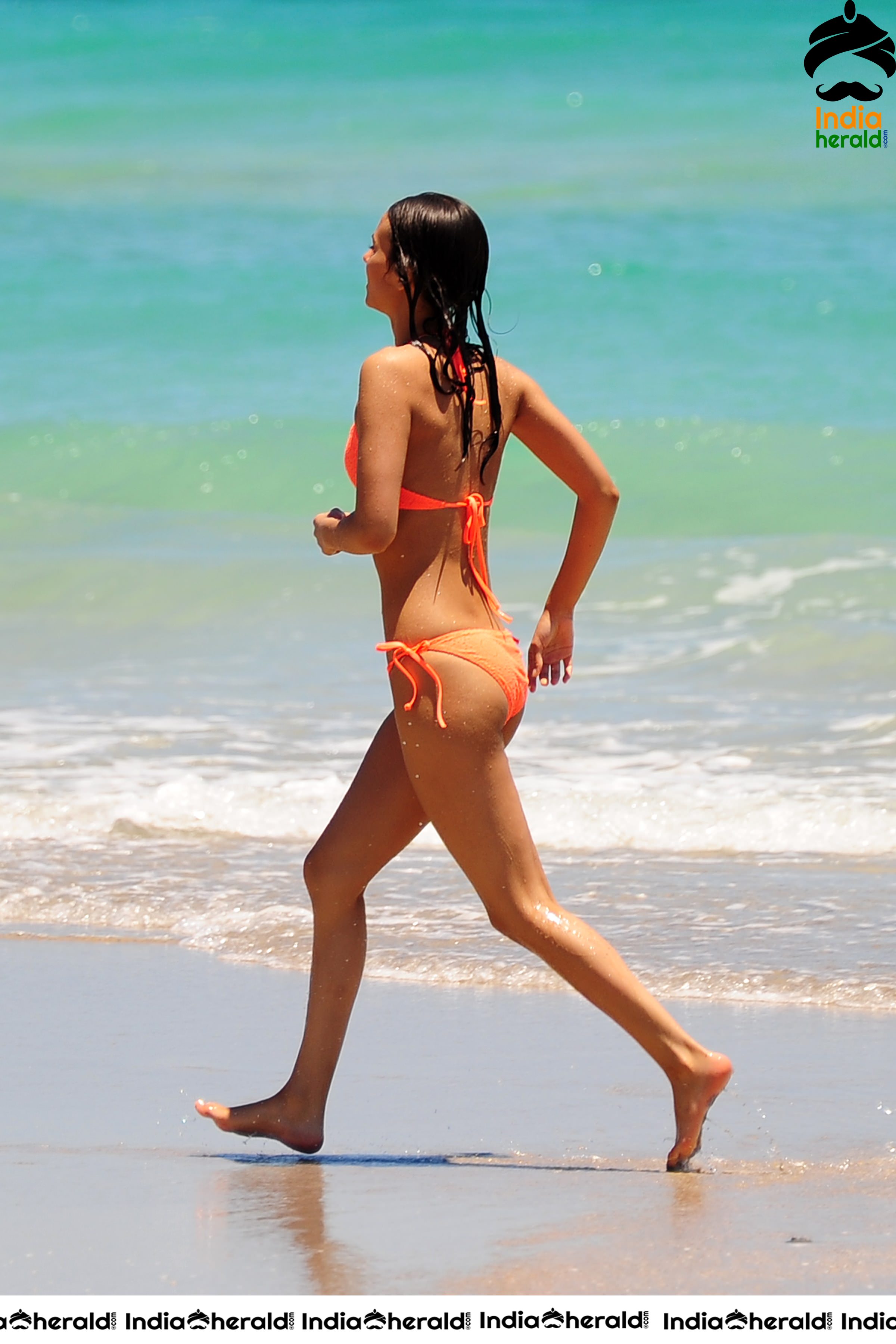 Victoria Justice Wearing a Neon Lace Bikini at Fort Lauderdale Beach Set 3